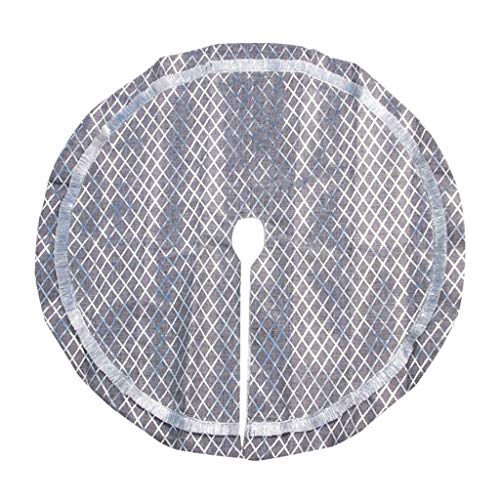 Gallity Premium 35.4 Inch Christmas Tree Skirt - Grey & Silver Plaid Mercerized Carpet for Holiday Decorations, Xmas Party Decor & Festive Ornaments | Perfect for Living Room, Fireplace & Christmas Tree Decorations