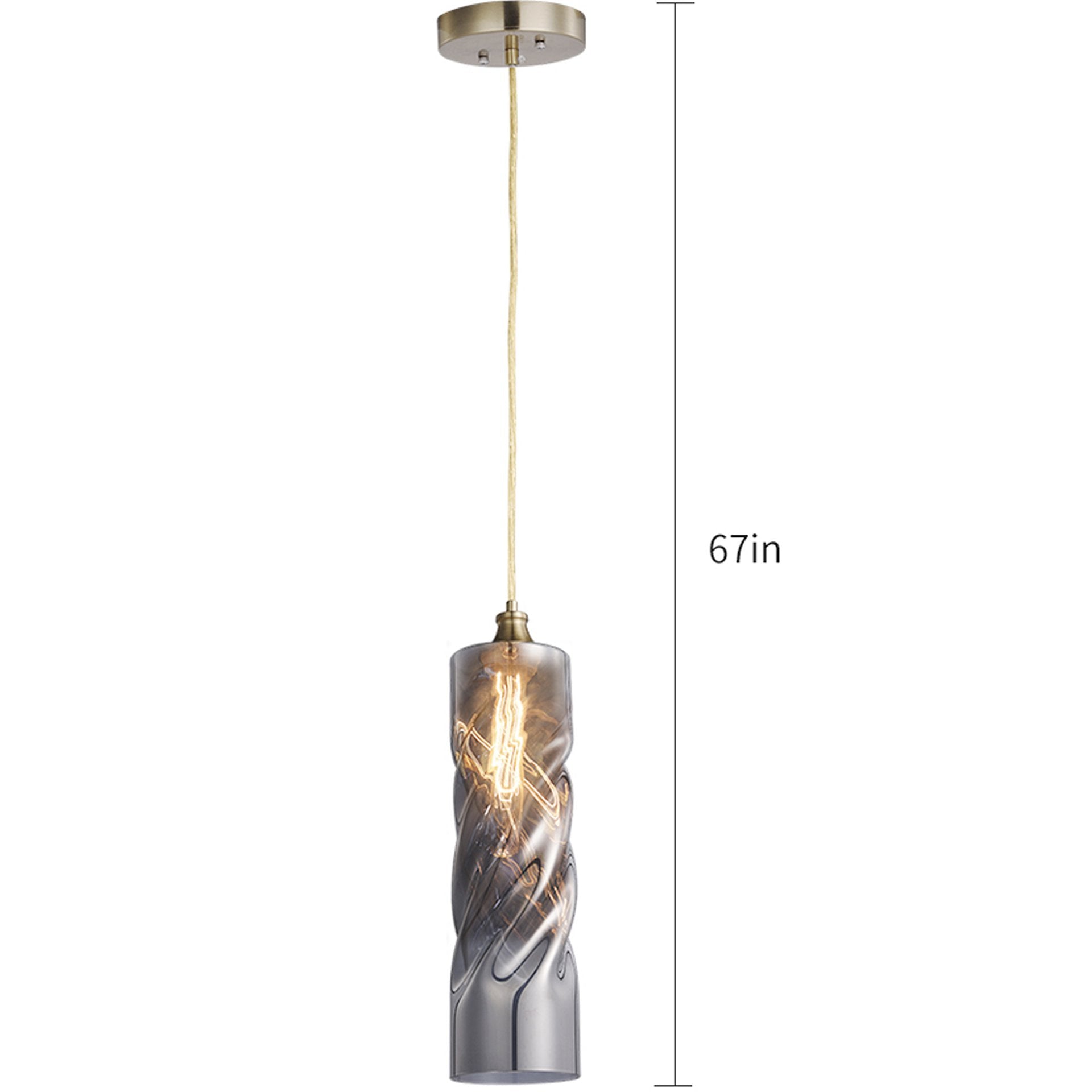 CARRO HOME Gemini Cylinder Ombre Glass Pendant Light - Modern Hanging Fixture for Dining Room, Kitchen Island & Bedroom Lighting Decor