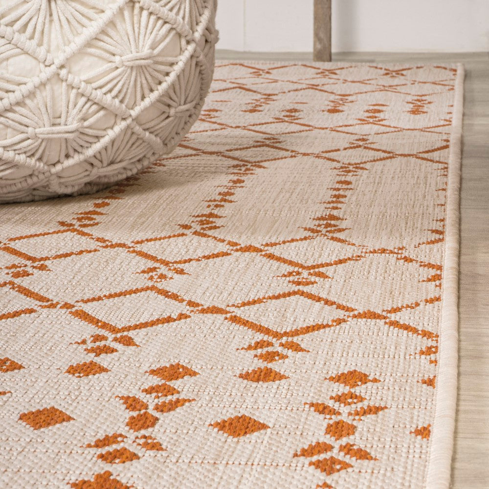 Ourika Moroccan Geometric Textured Weave Indoor/Outdoor Square Rug - Boho Chic Home Decor for Living Room, Bedroom, Patio & Porch