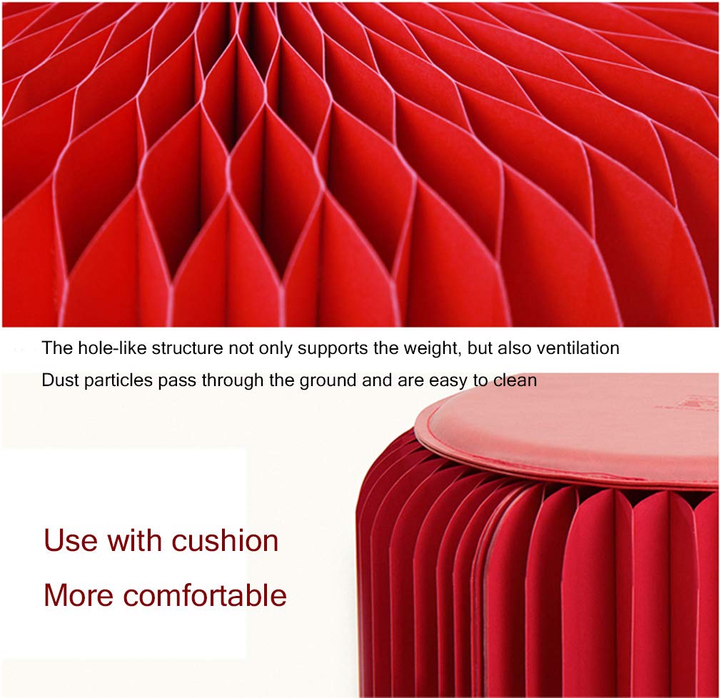 Modern Portable Folding Kraft Paper Stool - Lightweight Collapsible Chair with Round Paper Seat & Cushion - Perfect for School, Kitchen, Living Room & Dining Room - Great for Small Spaces, Outdoor Picnics & Temporary Seating