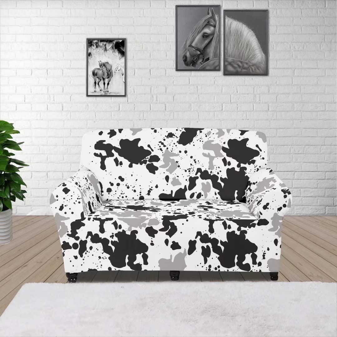 GOSTONG Stretchable Cow Print Loveseat Slipcover - Printed Sofa Cover for Small Couches & Furniture Protector | Perfect for Living Room, Dorm, Apartment Decor & Pet-Friendly Homes