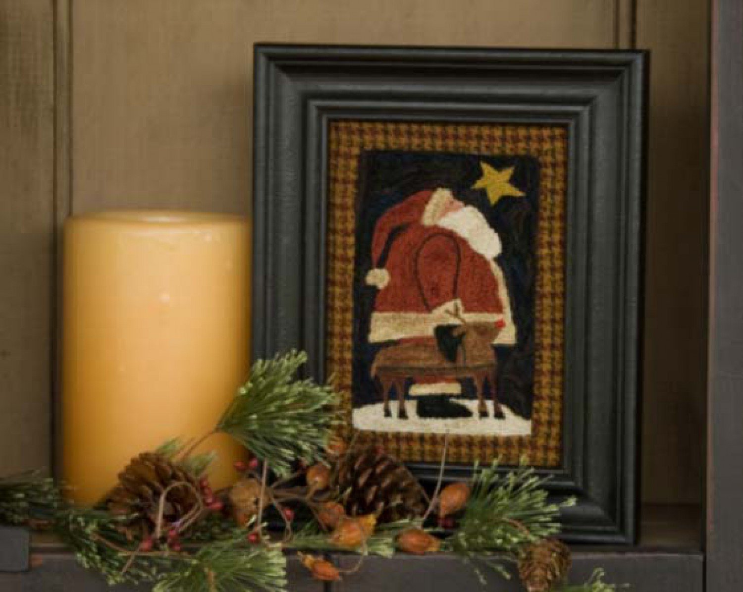 Christmas Eve 642 Punch Needle Pattern - Threads That Bind Santa Reindeer Punchneedle Kit for Holiday Home Decor & DIY Craft Projects