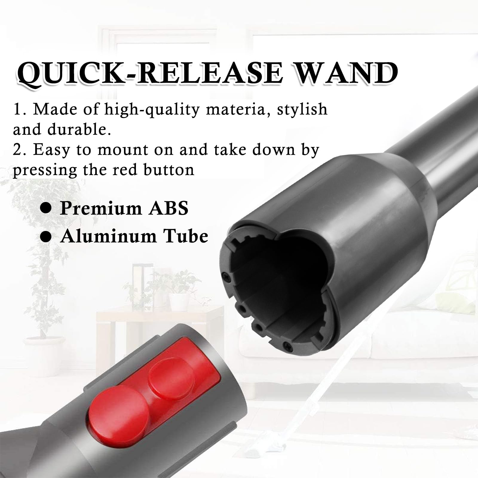 Replacement Wand Compatible with Dyson V10 Digital Slim & V12 Detect Slim Cordless Stick Vacuum Cleaner - Quick Release Extension Tube for Easy Cleaning - Gray - Perfect for Hard Floors, Carpets & Pet Hair Removal