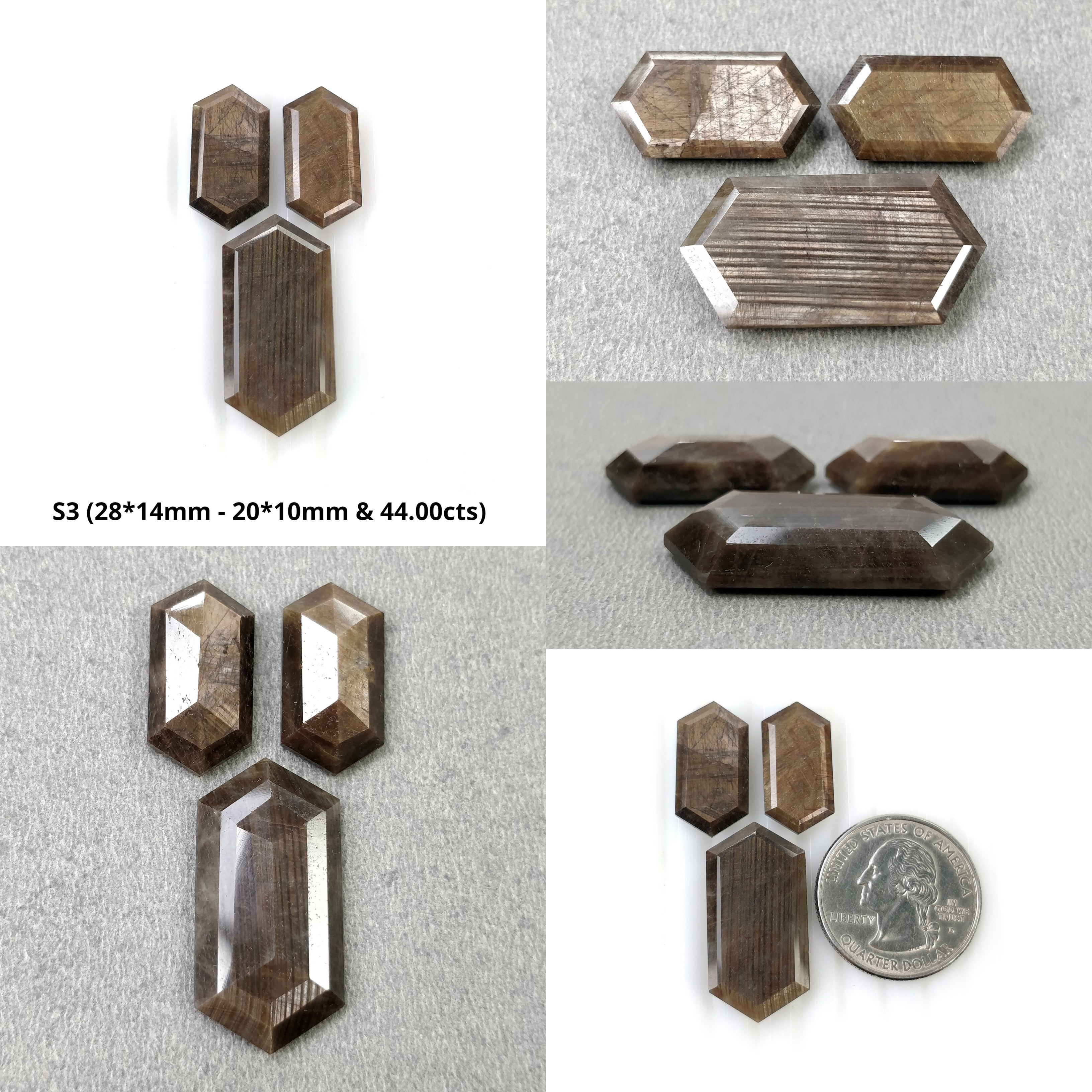 Natural Untreated Golden Brown Chocolate Sapphire Gemstone - Hexagon Shape Normal Cut (3pcs) | Jewelry Making, Engagement Rings & Unique Gift Ideas