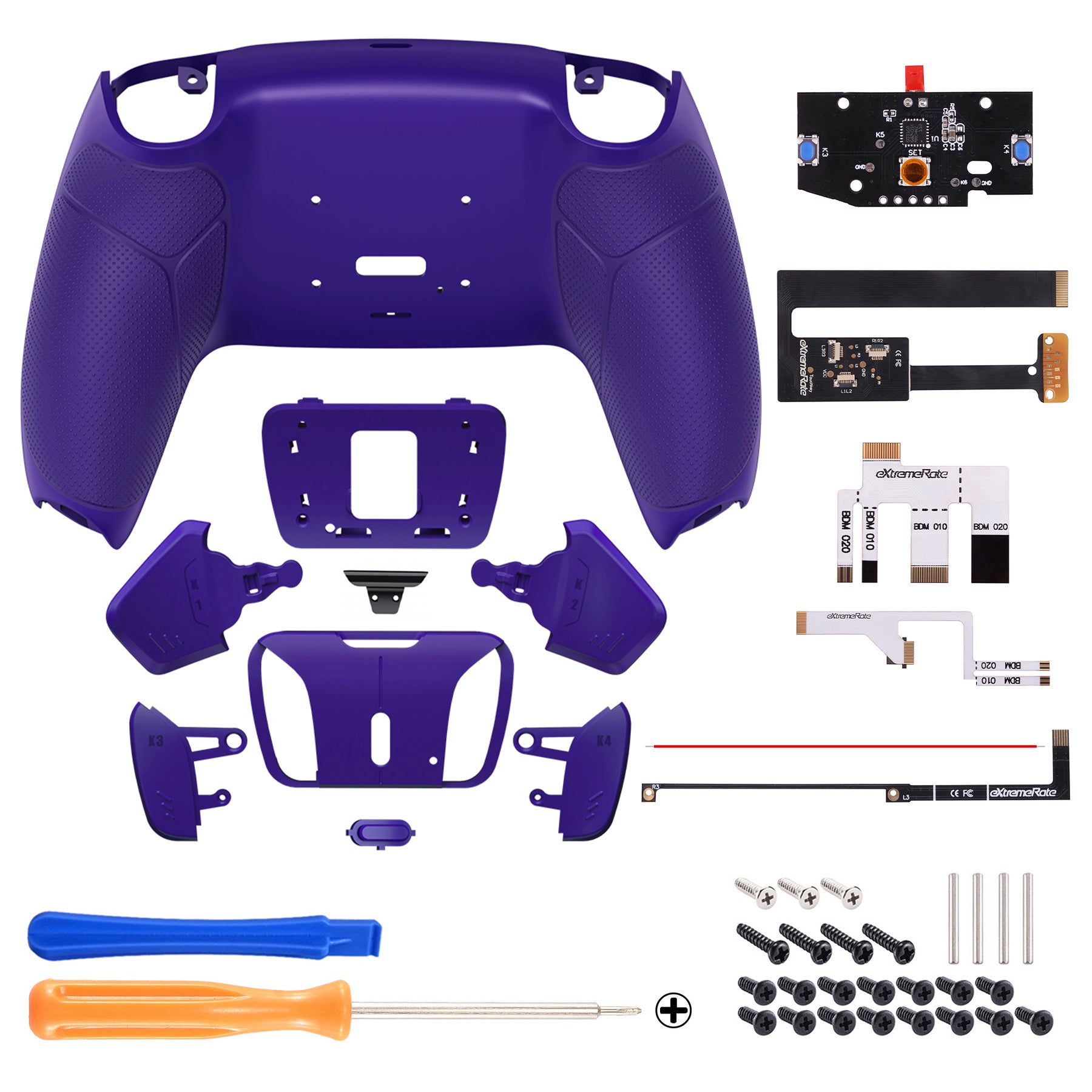 eXtremeRate Remappable RISE4 Remap Kit for PS5 Controller BDM-010/020 - Rubberized Galactic Purple Back Buttons | Customizable Gaming Controller Accessories for Competitive Play & Enhanced Performance