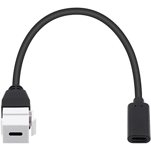Poyiccot USB C Keystone Jack Insert - USB 3.1 Type C Female to Female Extension Adapter for Wall Plate & Outlet Panel (White) - Perfect for Home Office Network Setup & Smart Device Connectivity