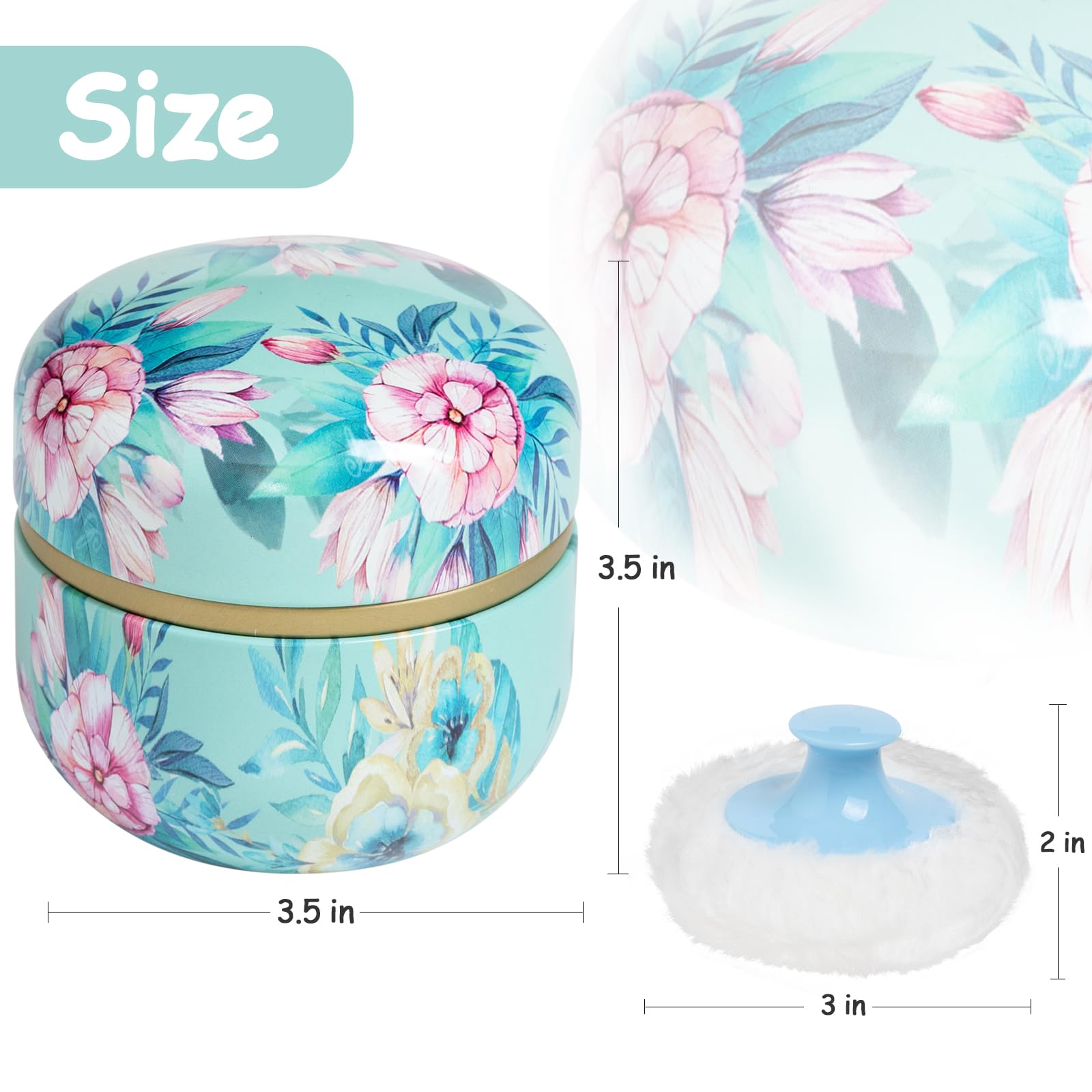 Premium Powder Puff & Loose Powder Container Set for Women & Baby - Travel-Friendly Body Dusting Powder Case with Soft Puff (Summer Flower Design) - Perfect for Makeup Touch-Ups, Baby Care & On-the-Go Use