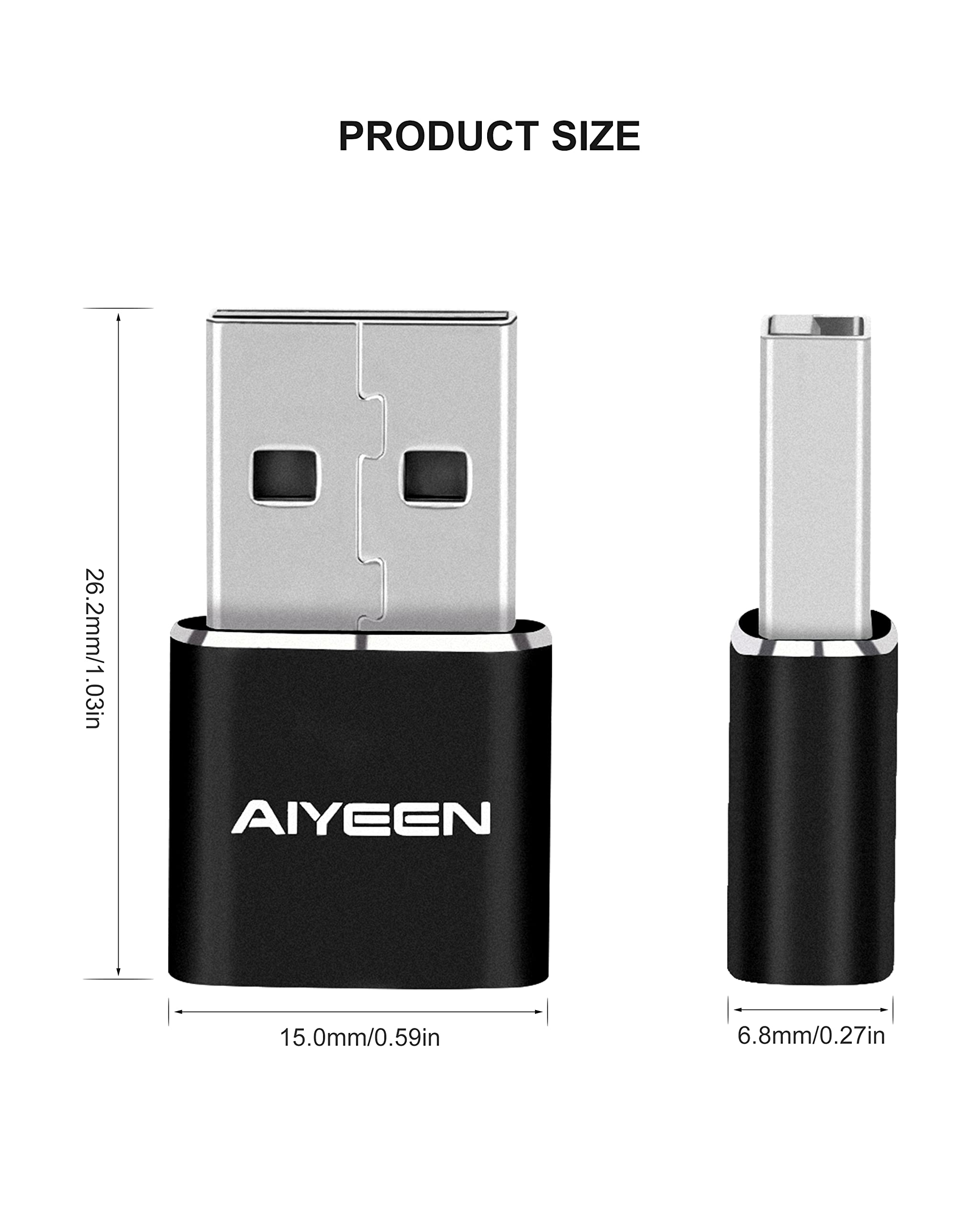 4-Pack USB C Female to USB A Male Adapter - Type C to USB Converter for iPhone 11/12/13/14 Pro Max, MacBook, iPad Mini 6, Samsung Galaxy S20/S21/S22 - Fast Charging Data Transfer - Perfect for Travel, Office & Home Use (Black)