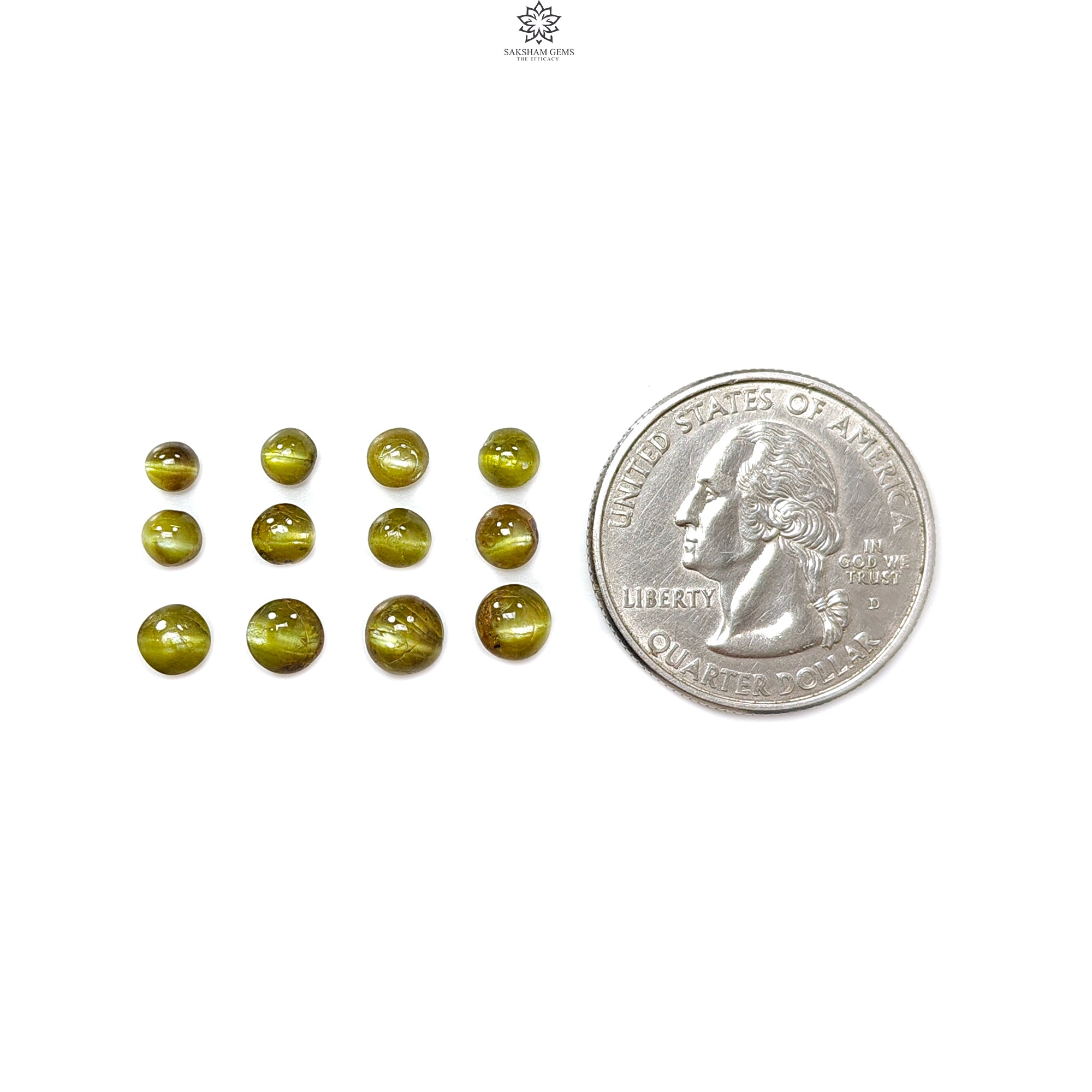 Natural Chrysoberyl Cat's Eye Gemstone Cabochons - Untreated, Unheated Round Shape (12pcs/13pcs Lots) - June Birthstone for Jewelry Making - Perfect for Rings, Pendants & Healing Crystal Collections