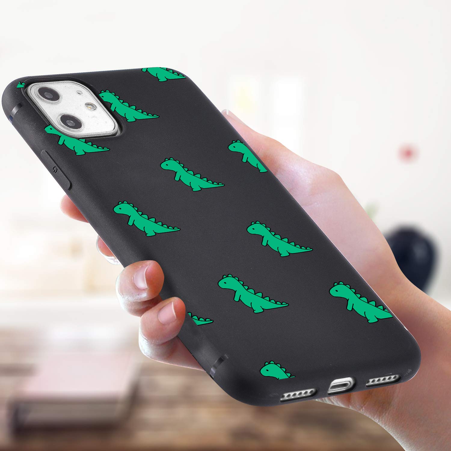 Durable Black Dinosaur Phone Case for iPhone XR - Cute Cartoon Dino Pattern, Flexible Soft TPU Bumper Cover - Perfect for Kids, Teens & Dinosaur Lovers (School, Work, Outdoor Adventures)
