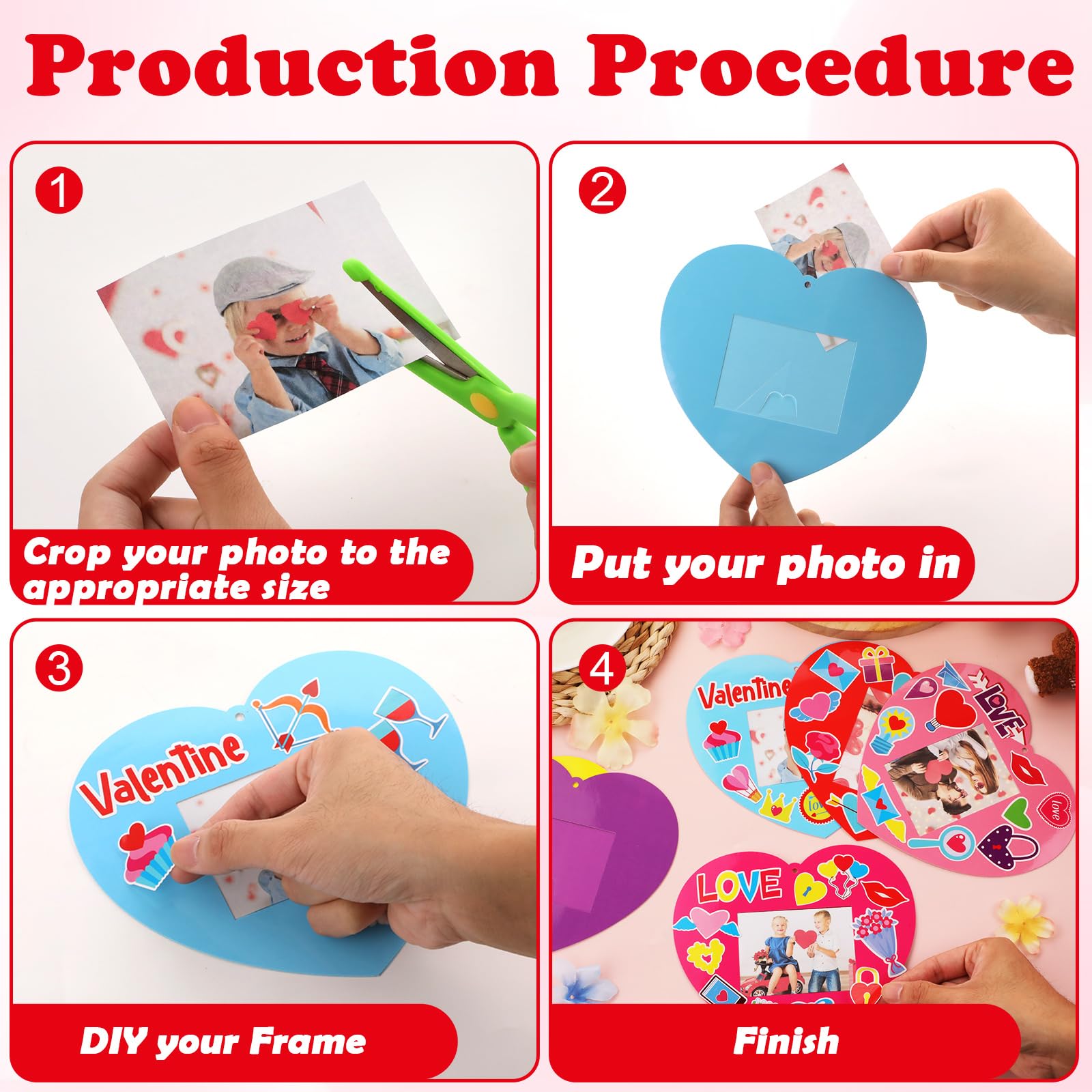 36 Sets Valentine's Day Craft Kit for Kids - DIY Heart Picture Frame, Valentine Photo Frame Arts & Crafts Kit for Home, Classroom, Kindergarten Party, Art Activity - Perfect for Gifts & School Projects