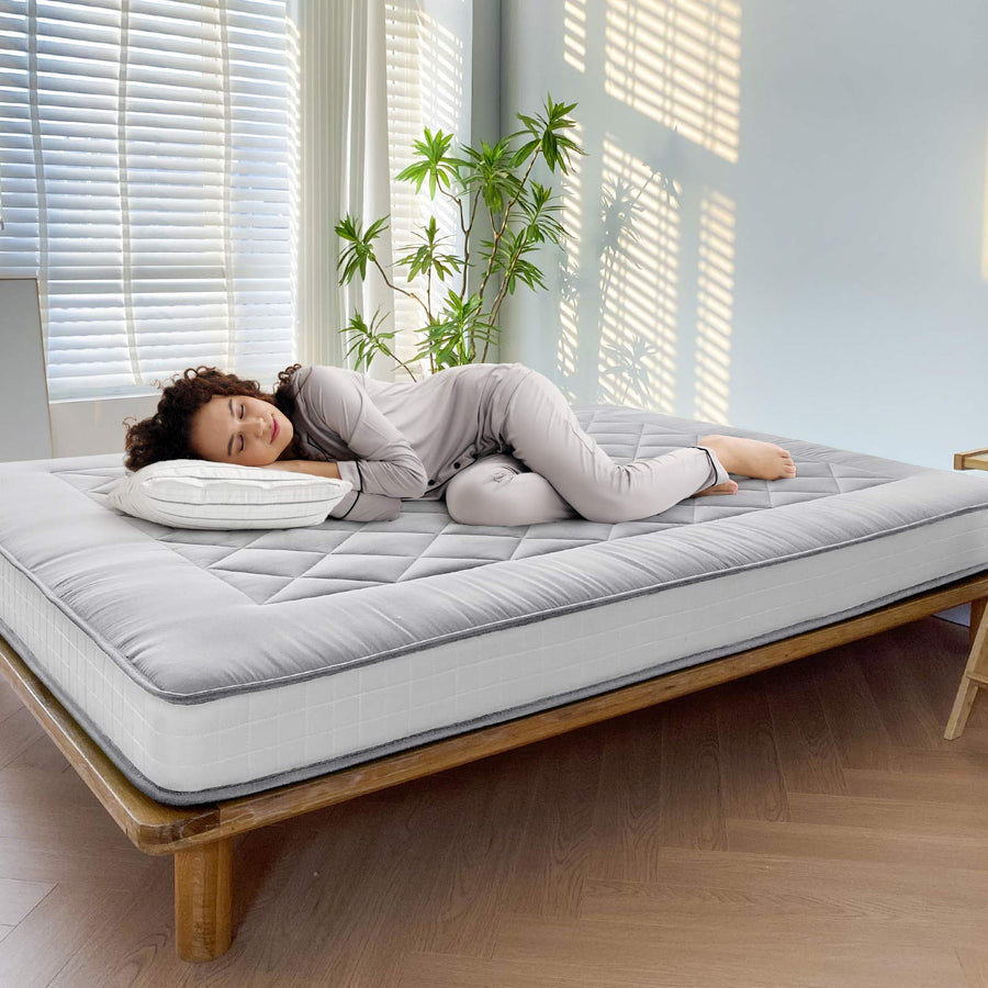 MAXYOYO Japanese Floor Mattress - Extra Thick Padded Tatami Mat for Sleeping & Lounging, Grey Style | Perfect for Guest Beds, Meditation, Yoga & Small Space Living