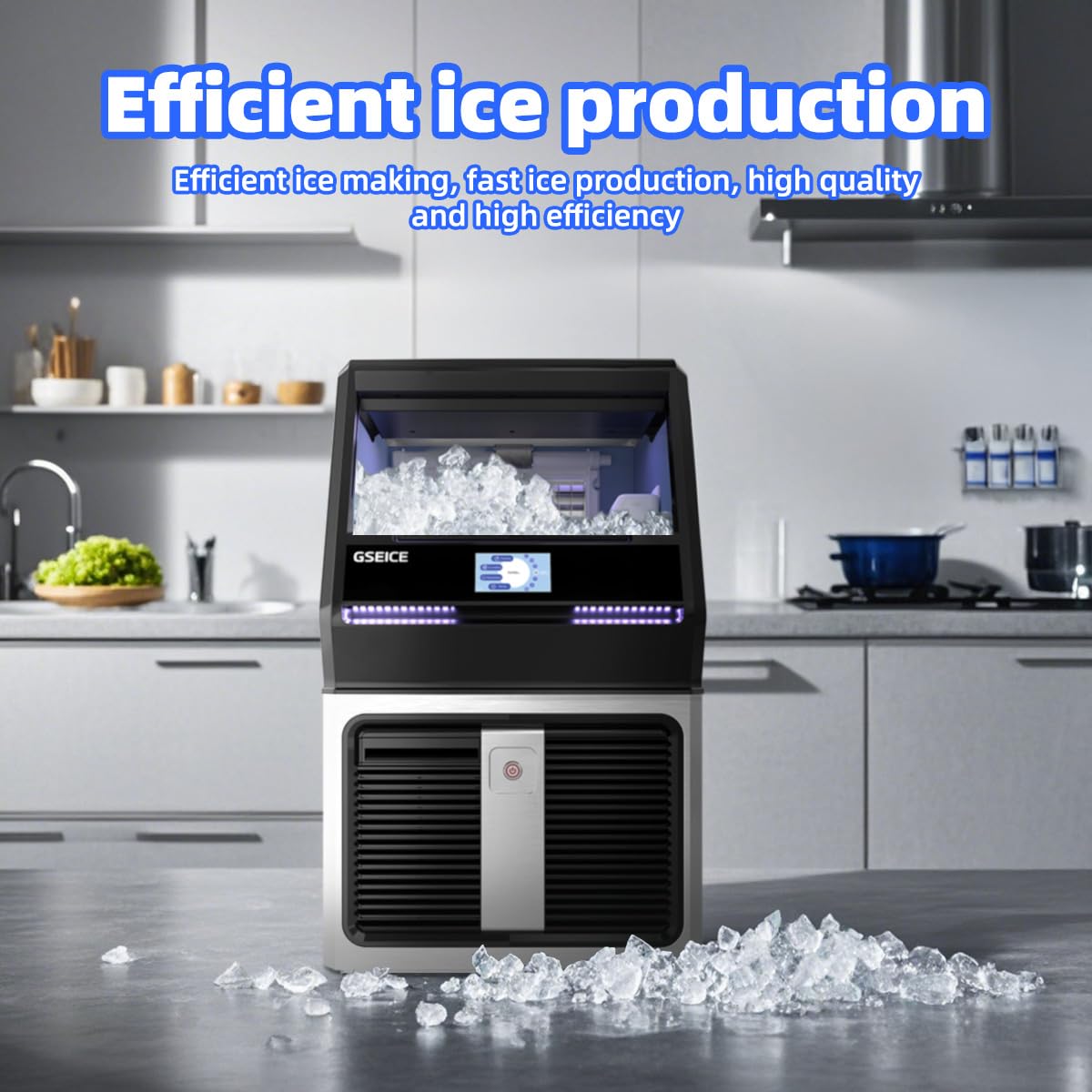 Commercial Ice Maker Machine 150LBS/24H with 45LBS Storage Bin - 4.3