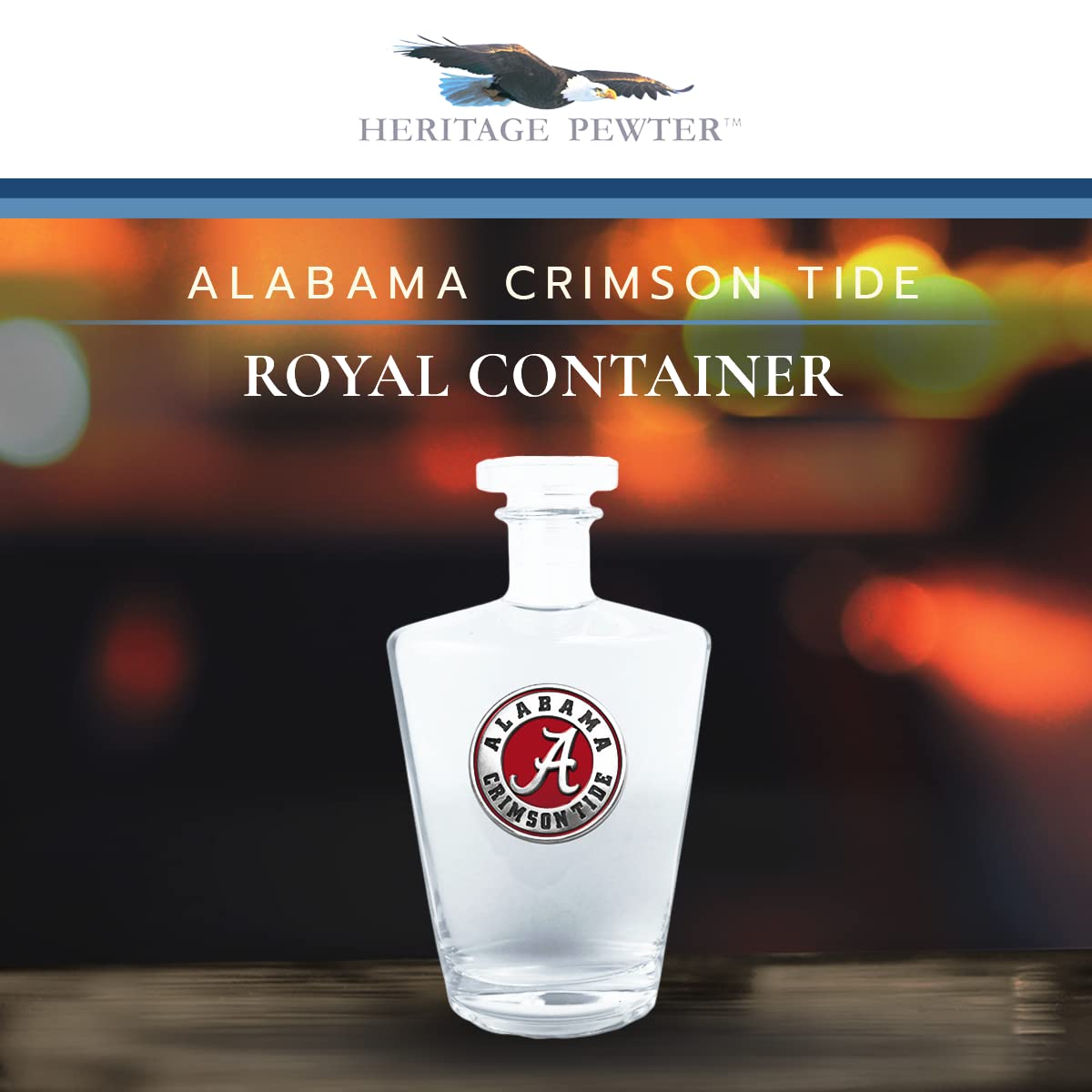 Alabama Royal 30 oz Glass Container with Expertly Crafted Pewter Lid - Premium Glass Storage Jar for Coffee, Tea, Spices & Kitchen Organization
