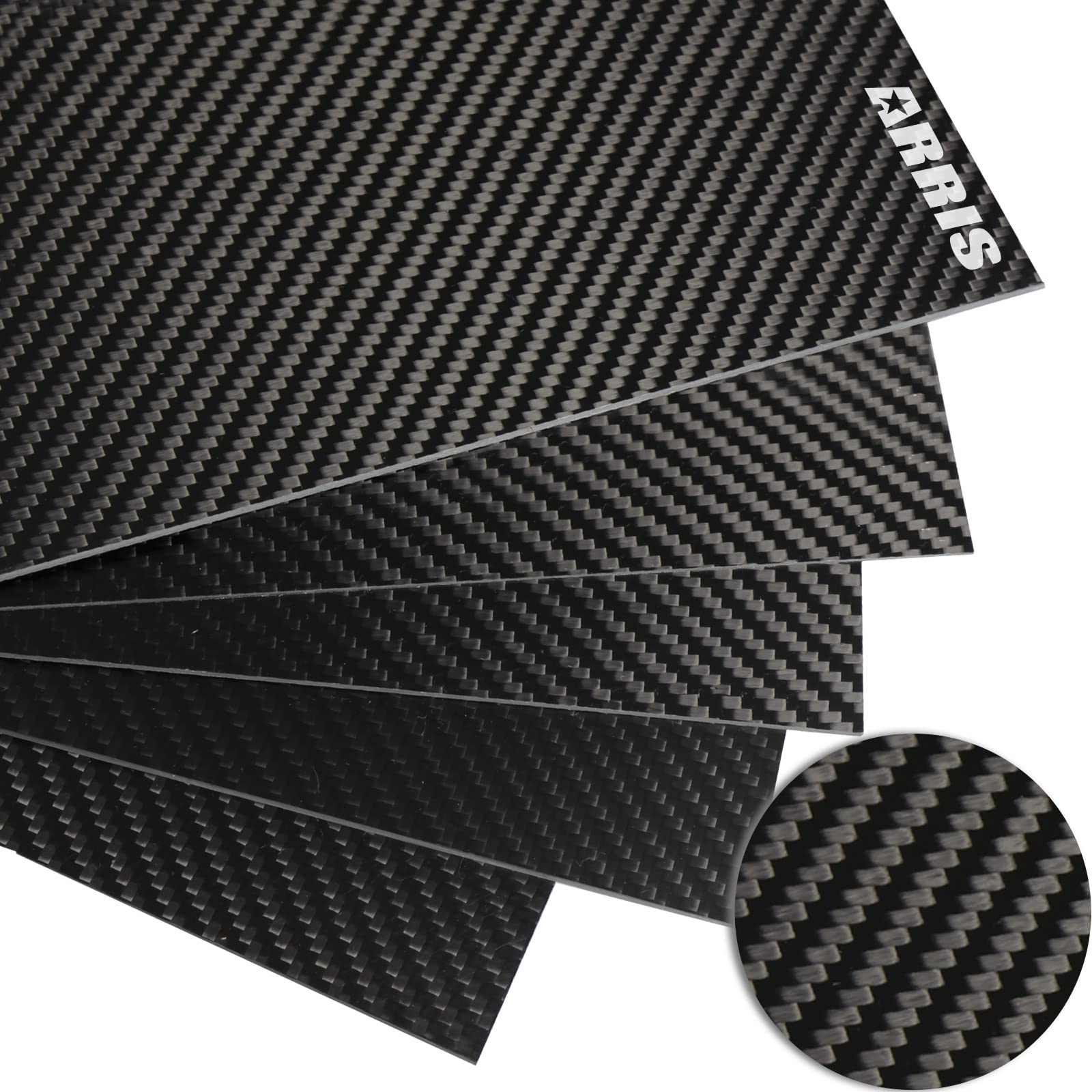 ARRIS 3K Carbon Fiber Sheet 400x500mm (1mm-6mm Thickness Options) - Matte Surface 100% Carbon Plate Panel for DIY, RC Cars, Aerospace, and Industrial Applications
