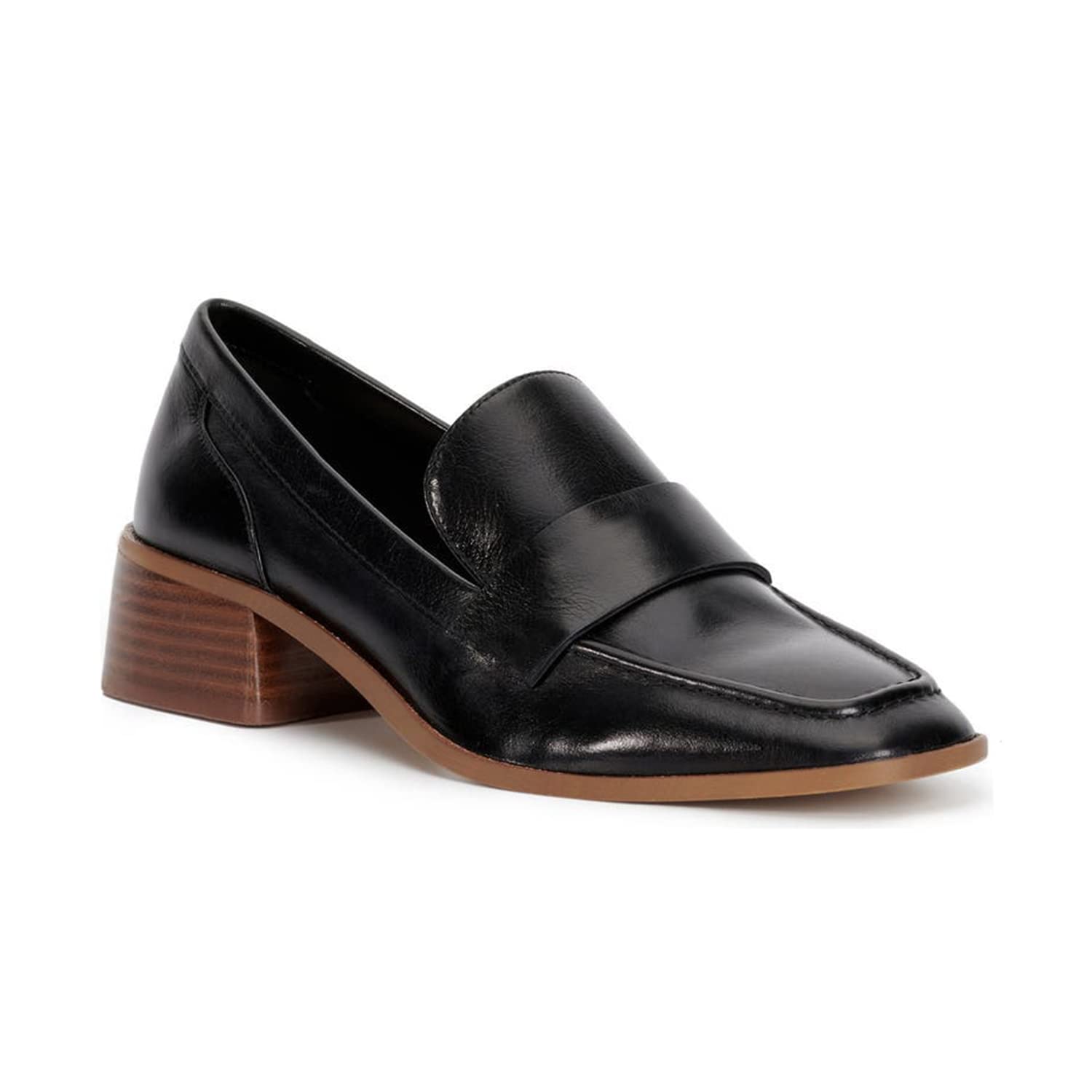 FOWT Women's Comfortable Slip-On Penny Loafers - Wide Width Stacked Heel Driving Shoes, Black Closed Square Toe Lightweight Loafers for Office, Casual & Everyday Wear (US Size 4-16) | Perfect for Work, Commuting & Weekend Outings