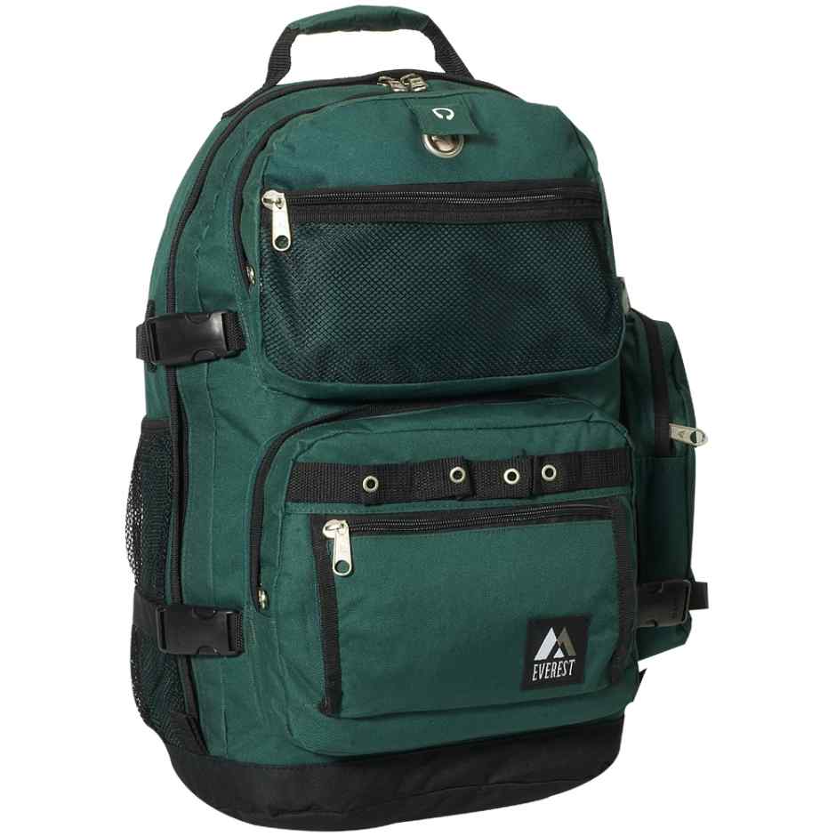 Everest 3045R Oversize Deluxe Backpack - Large Durable Travel Backpack for Hiking, Camping & School - Waterproof Green Backpack with Laptop Compartment & USB Charging Port