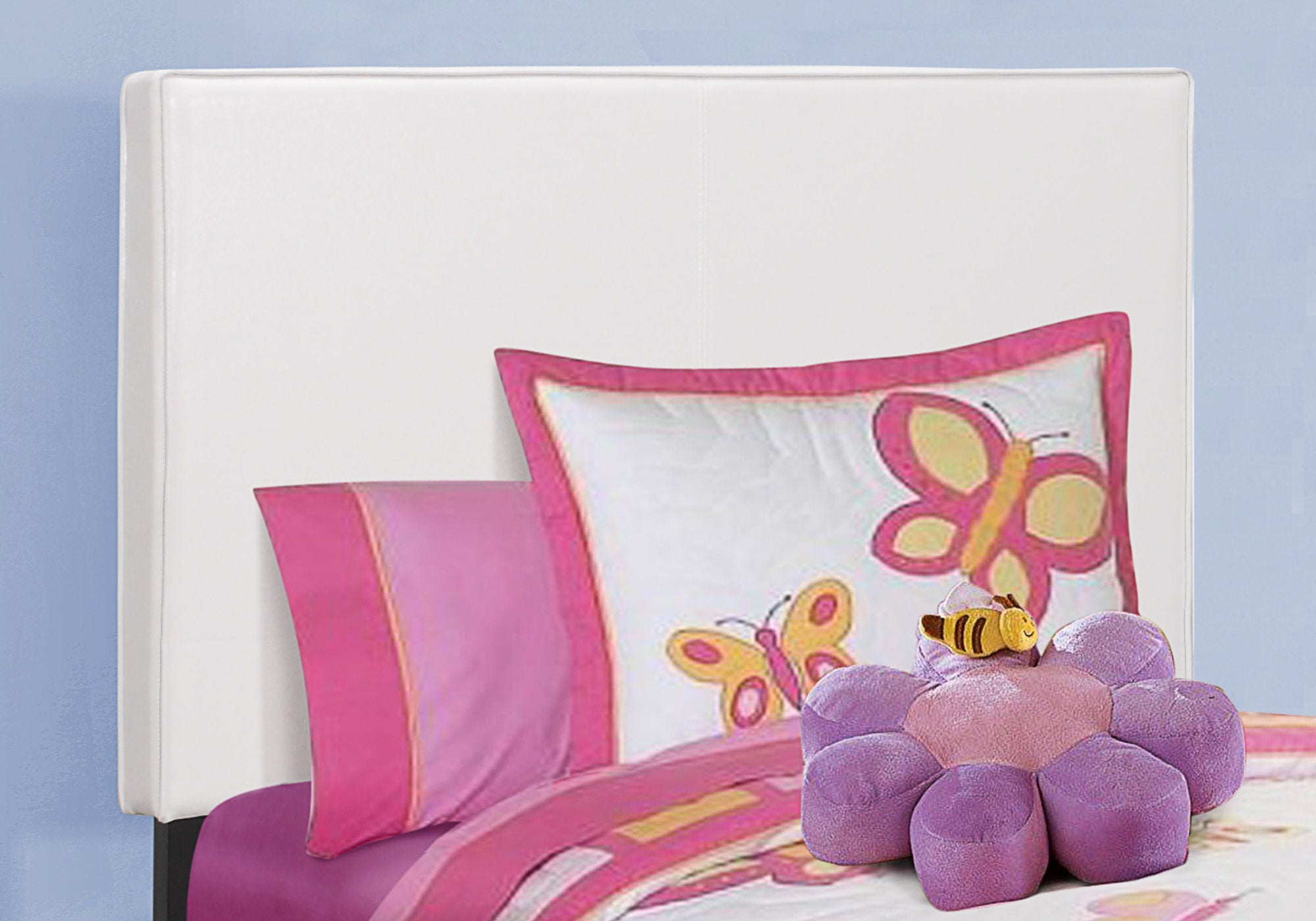 Premium White Faux Leather Twin Size Bed Frame - Modern & Stylish for Kids' Rooms, Guest Bedrooms & Small Spaces