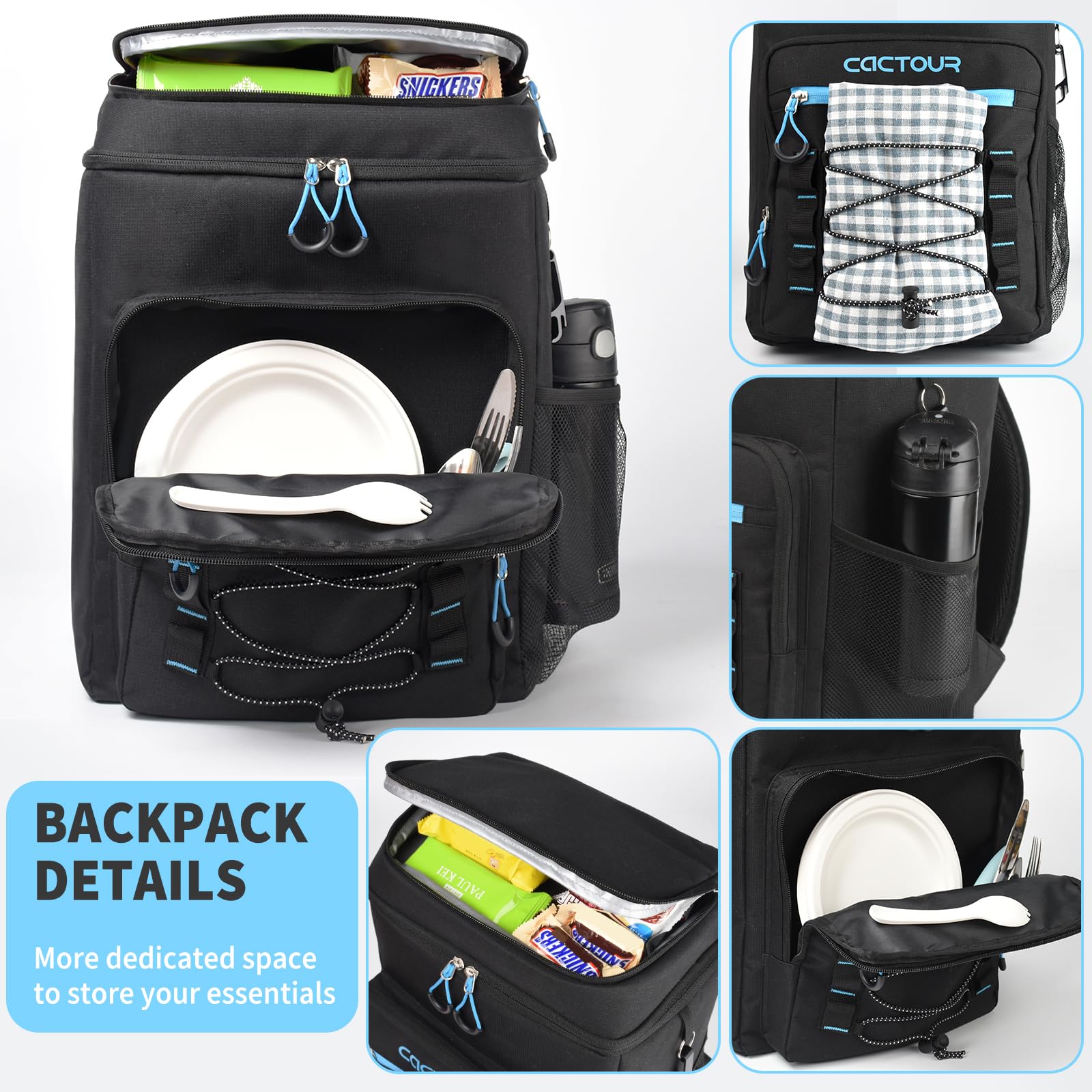 **Insulated 36 Can Backpack Cooler - Leak Proof, Lightweight & Portable Cooler Backpack for Men & Women (Black) - Perfect for Camping, Picnics & Beach Trips**