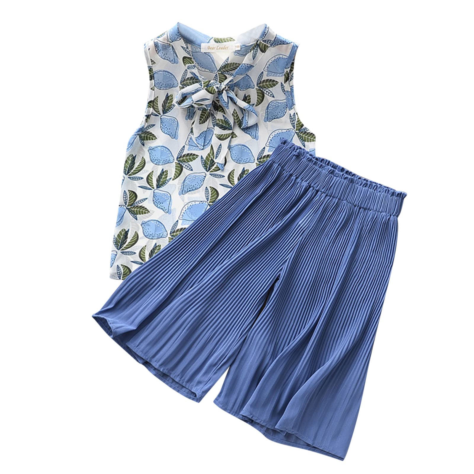 **Toddler Girls' Floral Sleeveless T-Shirt & Chiffon Loose Pants 2-Piece Outfit Set – Summer Playtime & Casual Wear**