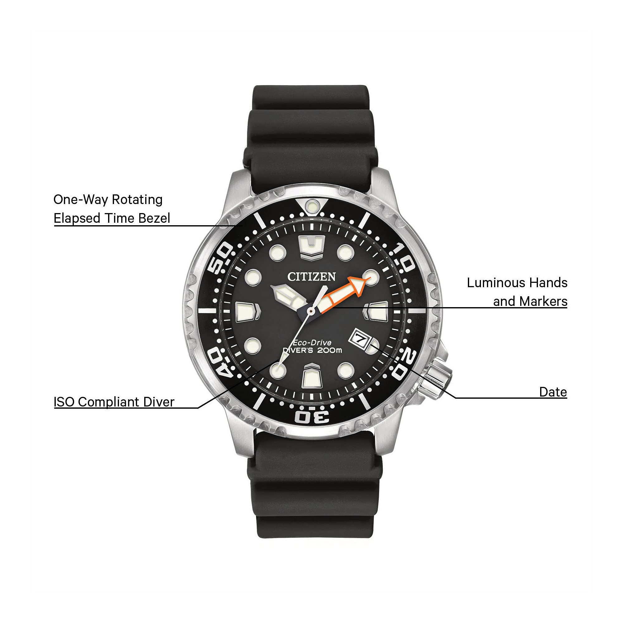**Citizen Eco-Drive Promaster Diver Men's Watch - Stainless Steel Case, Black Polyurethane Strap, Water Resistant, Solar Powered (Model: BN0150-28E) - Perfect for Diving, Swimming & Outdoor Adventures**