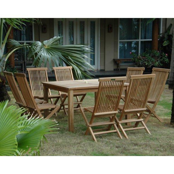 7-Piece Teak Windsor Classic Folding Dining Set - Outdoor Patio, Garden, and Backyard Furniture for Entertaining