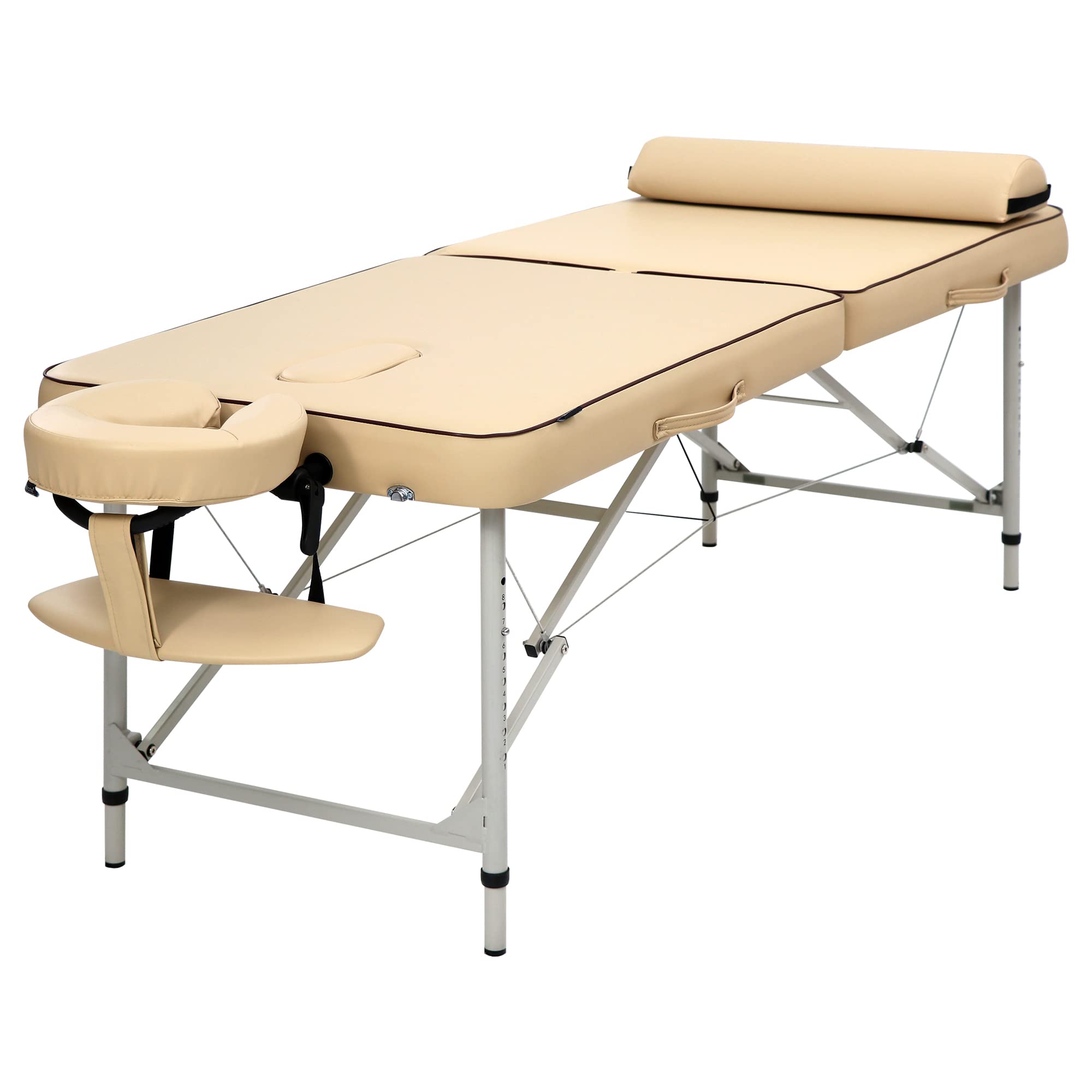 Master Massage 28” Breeze Portable Massage Table – Lightweight Aluminum Folding Spa Bed with Adjustable Height & Cream Upholstery | Professional Massage Therapy, Home Spa, Travel & On-the-Go Relaxation Solution
