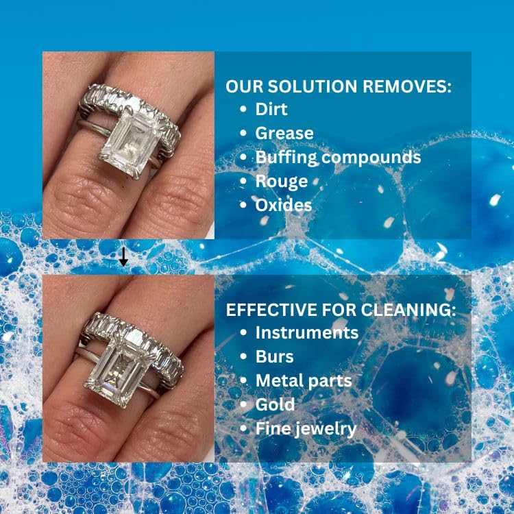 GemOro Professional Jewelry Cleaner Solution Concentrate - 1 Gallon for Ultrasonic Machines | Safe for Rings, Watches, Glasses, Earrings & More | Perfect for Jewelry Stores, Home Cleaning & Professional Use