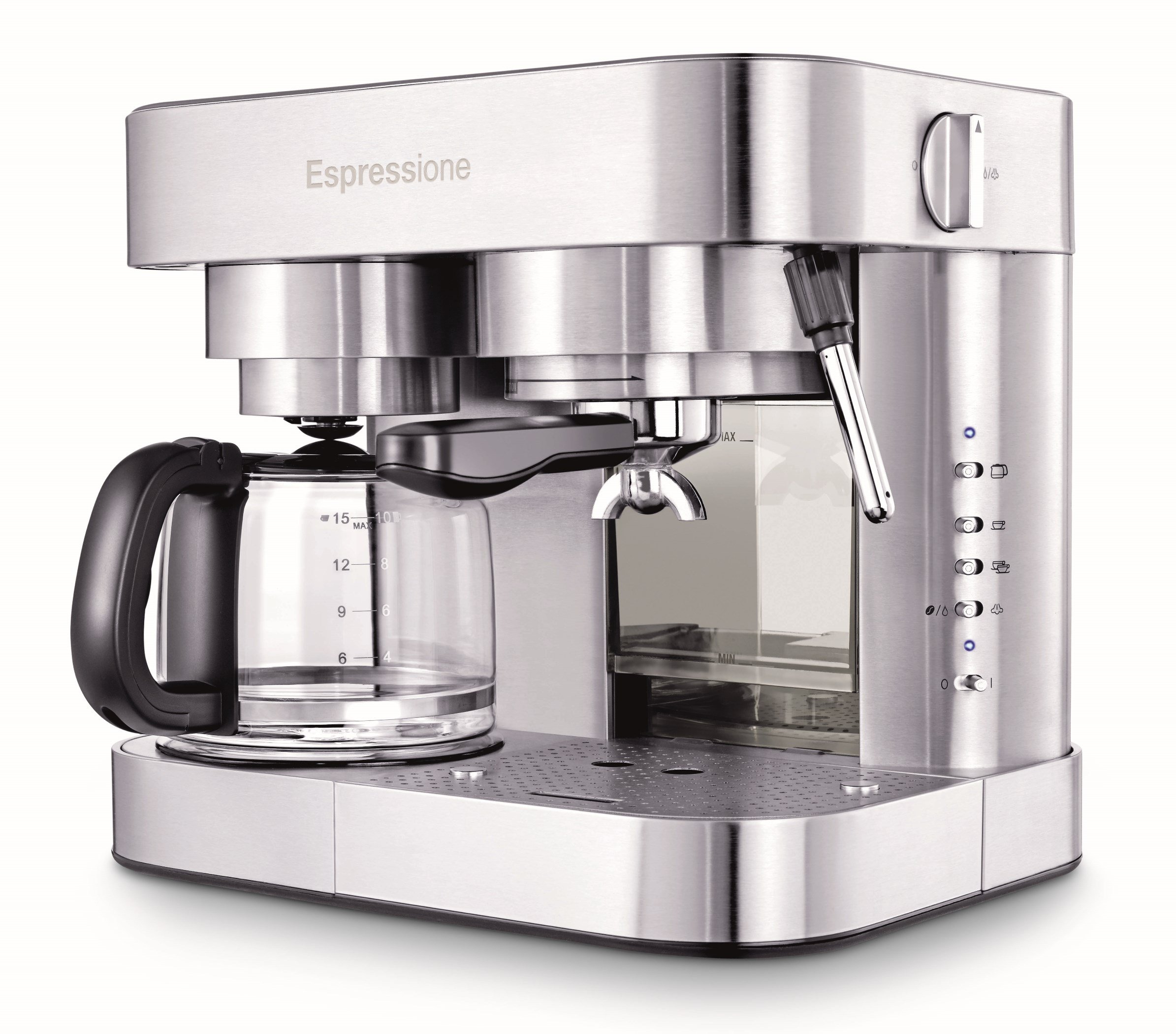 Premium Stainless Steel Espresso and Coffee Maker Combo - 10 Cup Capacity for Home, Office, and Restaurant Use