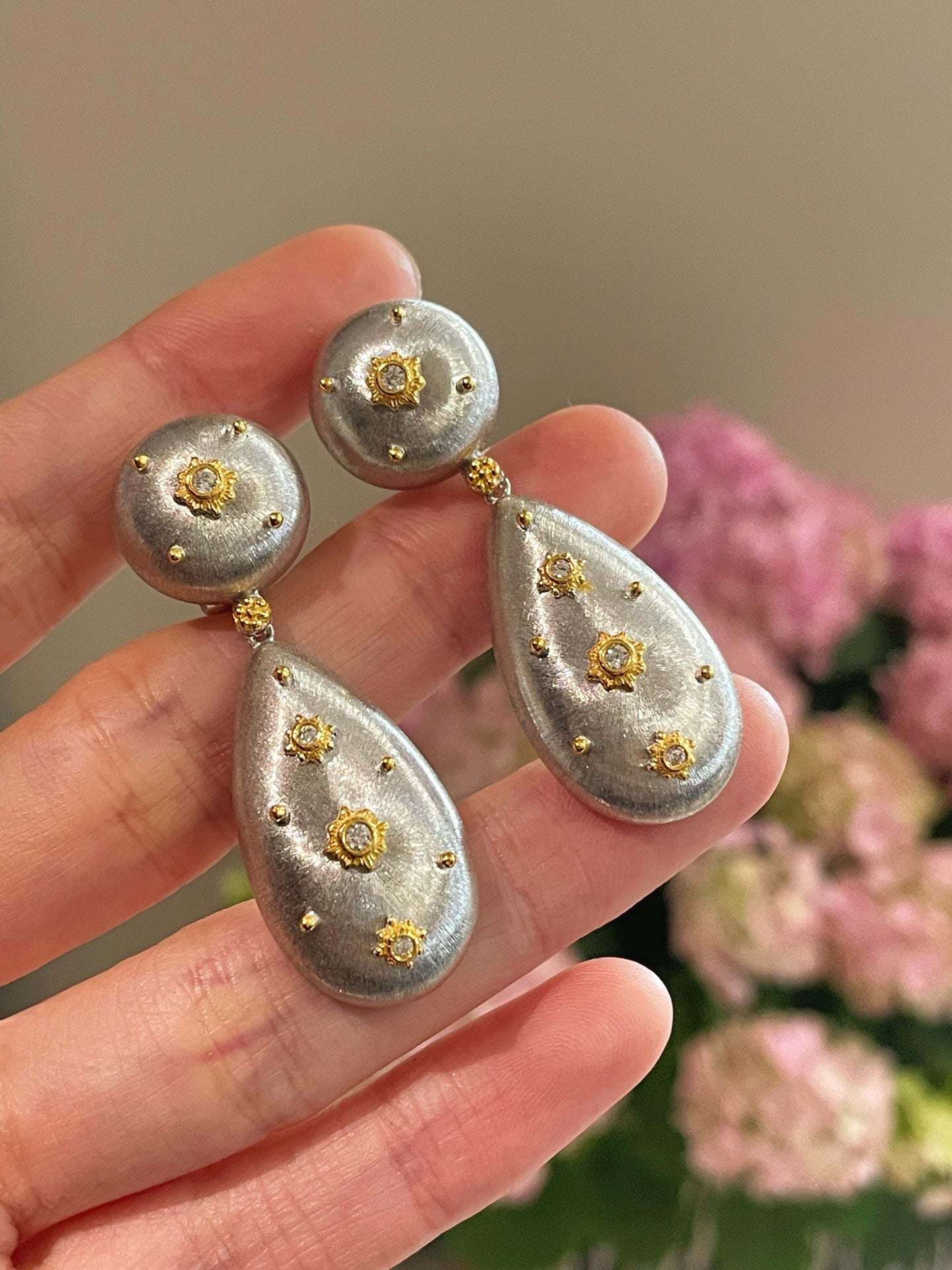 Buccellati Inspired Double Drop Earrings - Sterling Silver Jewelry for Women - Perfect for Weddings, Parties & Special Occasions
