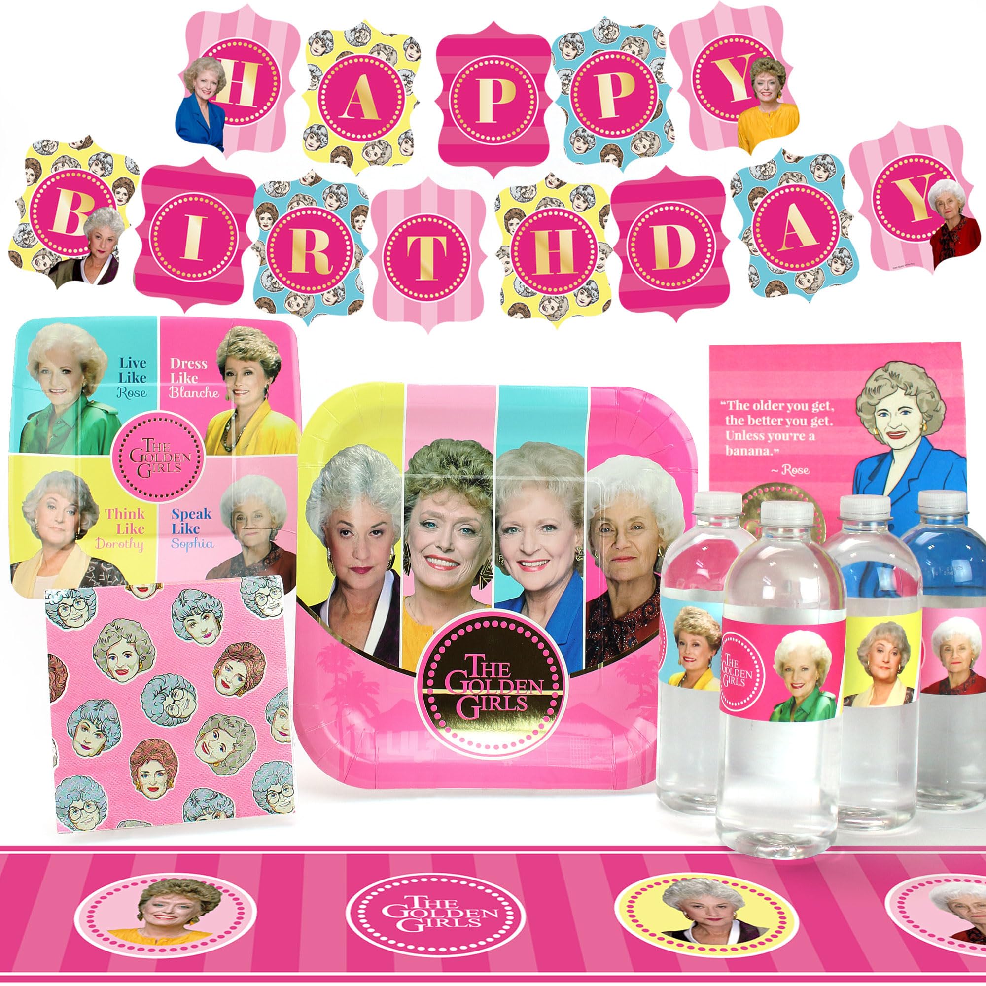 Golden Girls Birthday Party Decorations Set - 58 Piece Happy Birthday Banner, Balloons & More for 40th, 50th Birthday & Bridal Showers | Perfect for Women's Milestone Celebrations & Themed Parties