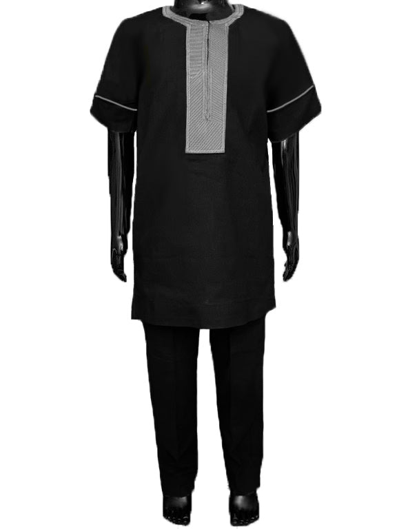 African Dashiki for Kids - Black with Silver Embroidery | Traditional African Shirt for Boys & Girls | Perfect for Cultural Events, Parties & Family Gatherings