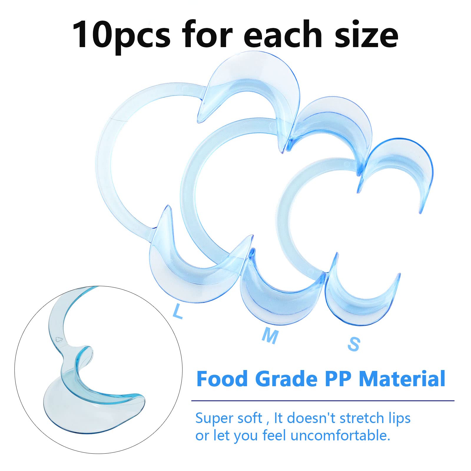 10 Pack Disposable C-Shape Cheek Retractors - Dental Mouth Openers for Teeth Whitening, Oral Exams & Speak Out Game Accessories (Blue, Medium) - Perfect for Dentists, Hygienists & Party Games