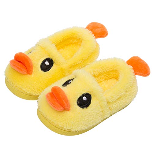 Seemehappy Kids Cute Plush Duck Slippers - Soft & Warm Indoor House Shoes for Toddlers & Children - Perfect for Winter, Home, Playtime & Cozy Comfort