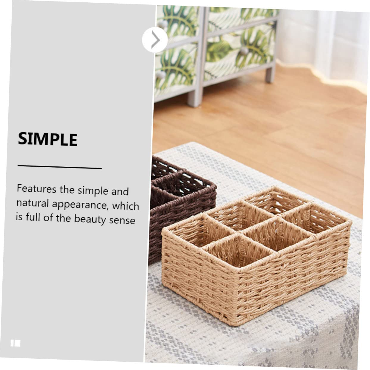 2-Pack Hexagon Grid Storage Baskets with Lids - Cloth Organizer for Jewelry, Cosmetics & Desk Accessories | Seaweed Woven Decorative Bin for Bathroom Shelf, Vanity & Home Organization (Khaki Iron)