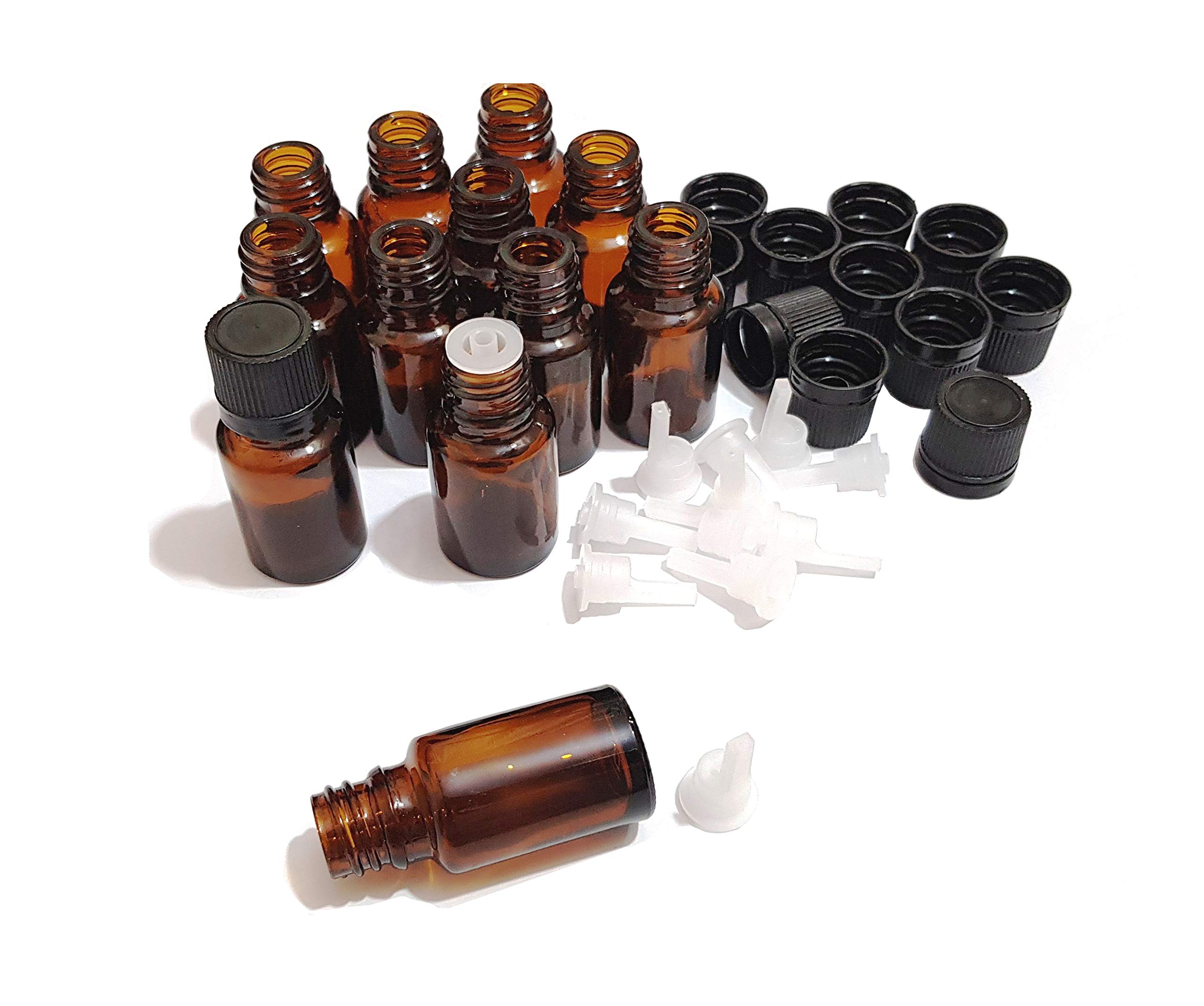15ml Amber Glass Bottles with Leak-Proof Euro Dropper & Cap (12-Pack) - Essential Oil Storage, Medicine Dropper Bottles, DIY Liquid Containers - Perfect for Aromatherapy, Herbal Extracts & Travel-Sized Toiletries