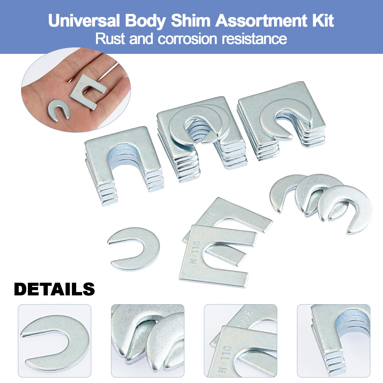 140-Piece Universal Automotive Body Shim Assortment Kit - Precision Alignment Shims for Car Body Repair & Restoration (Ideal for DIY Mechanics & Professional Auto Shops)