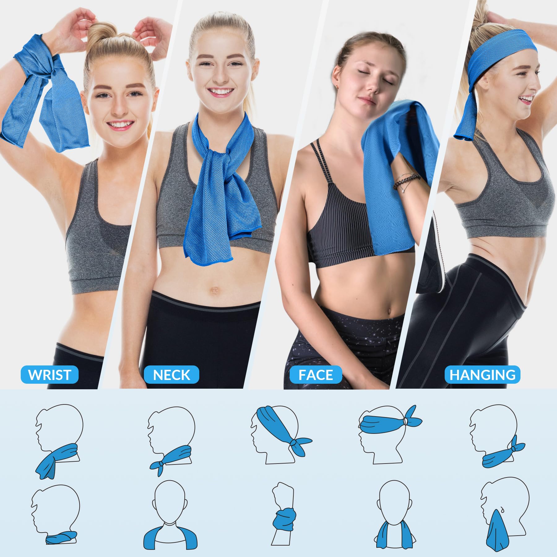 U-Pick Cooling Towels for Hot Weather - Soft, Instant Cold & Breathable Chilly Rags for Neck - Perfect Sweat Towels for Gym, Yoga, Golf, Tennis, Workout & Travel - Stay Cool During Sports, Outdoor Activities & Summer Adventures
