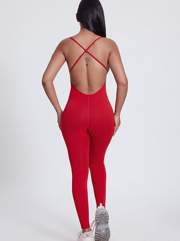 ZASUWA Women's Sexy Cross Back U Neck Jumpsuit with Hip Lift - Perfect for Night Out, Party, and Special Occasions