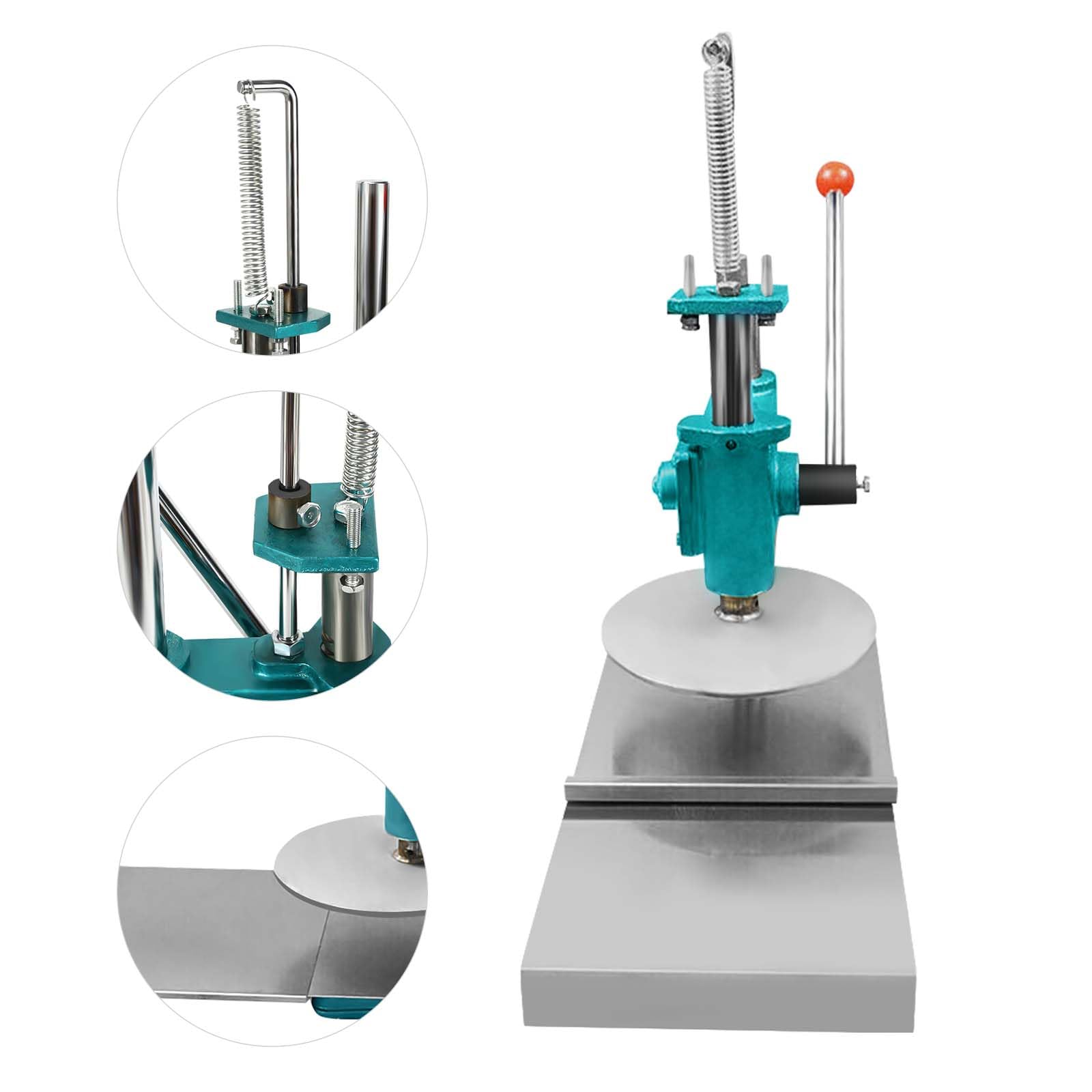 9.5 Inch Stainless Steel Pizza Dough Press Machine - Manual Pastry Press for Hand Pies, Bread Molds & Pie Crusts - 0.2-Inch Thickness - Perfect for Home & Commercial Kitchen Use - Ideal for Bakeries, Restaurants and Pizza Shops