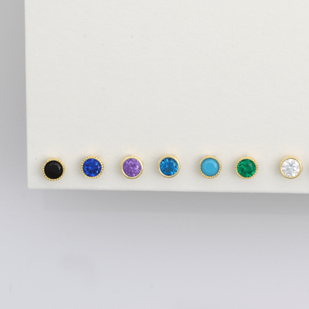 London Blue Topaz Stud Earrings 14k Yellow Gold Milgrain Detail - Perfect for Weddings, Anniversaries & Special Occasions
