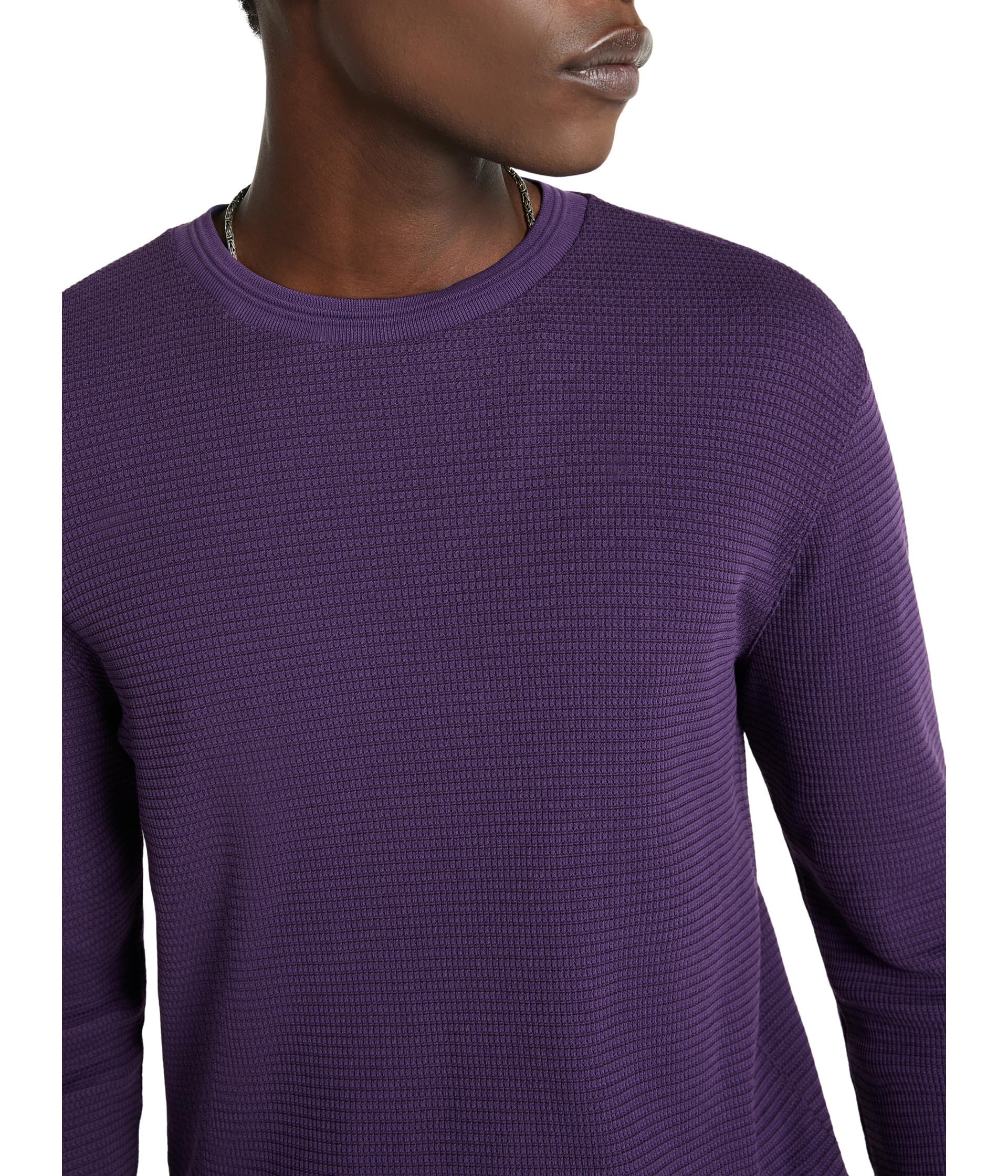 John Varvatos Men's Dante Long Sleeve Waffle Knit Henley Shirt - Casual Button-Up Top for Fall & Winter Layering