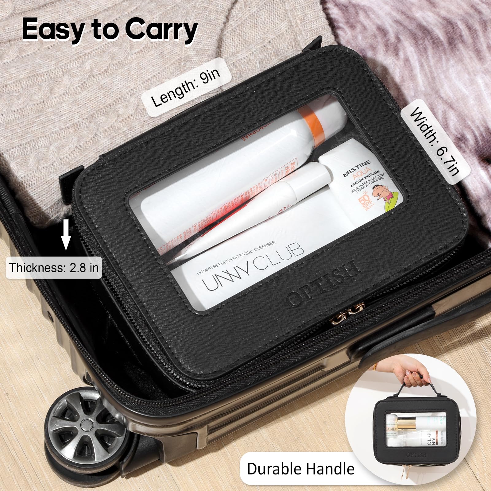 Clear Makeup Bag for Women - Waterproof Travel Toiletry Organizer with Zipper | TSA Approved Cosmetic Case | Perfect Gift for Her | Great for Air Travel, Gym & Daily Essentials Storage