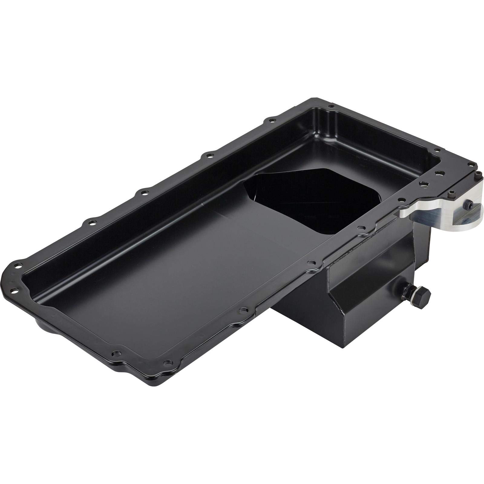 Low Profile TH LS Swap Oil Pan with AN 10 Drain & OEM Filter - Compatible with GM LS Engines for Performance Upgrades & Custom Builds