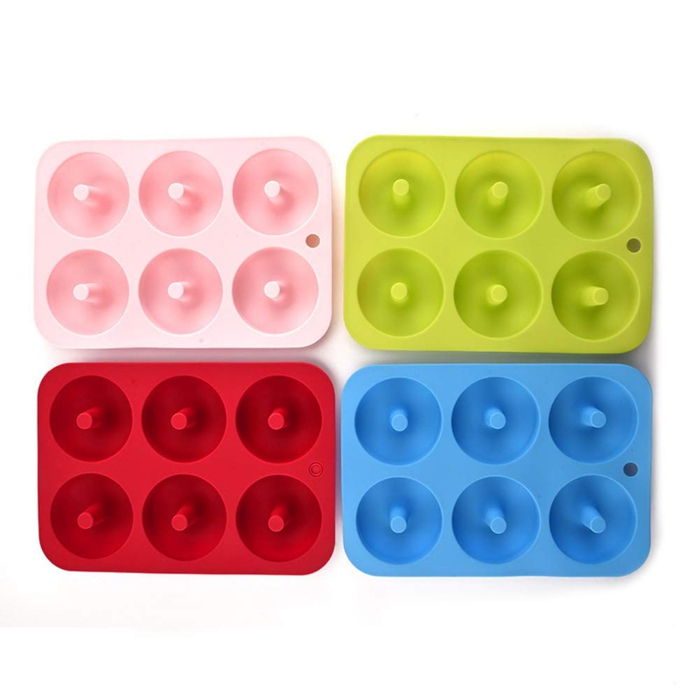4-Pack Silicone Donut Molds - 6 Cavity Non-Stick Baking Pan for DIY Donuts, Bagels & Muffins - Perfect for Home Baking, Party Desserts & Chocolate Cake Decorations