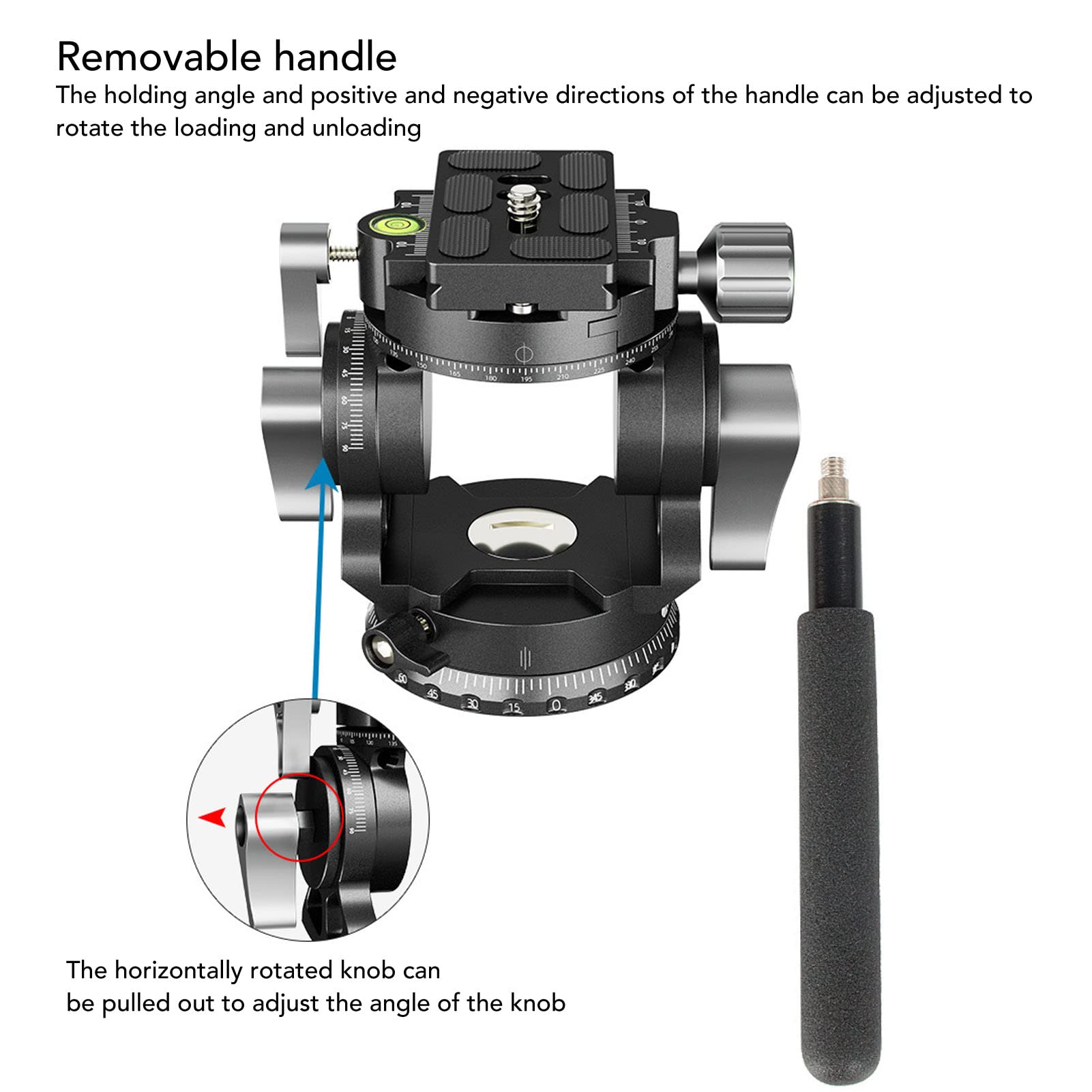 Professional Aluminum Alloy Camera Ball Mount with Handle - 360° Panoramic Tripod Head & Fluid Adapter for DSLR/SLR Cameras - Perfect for Vlogging, Photography & Video Shooting