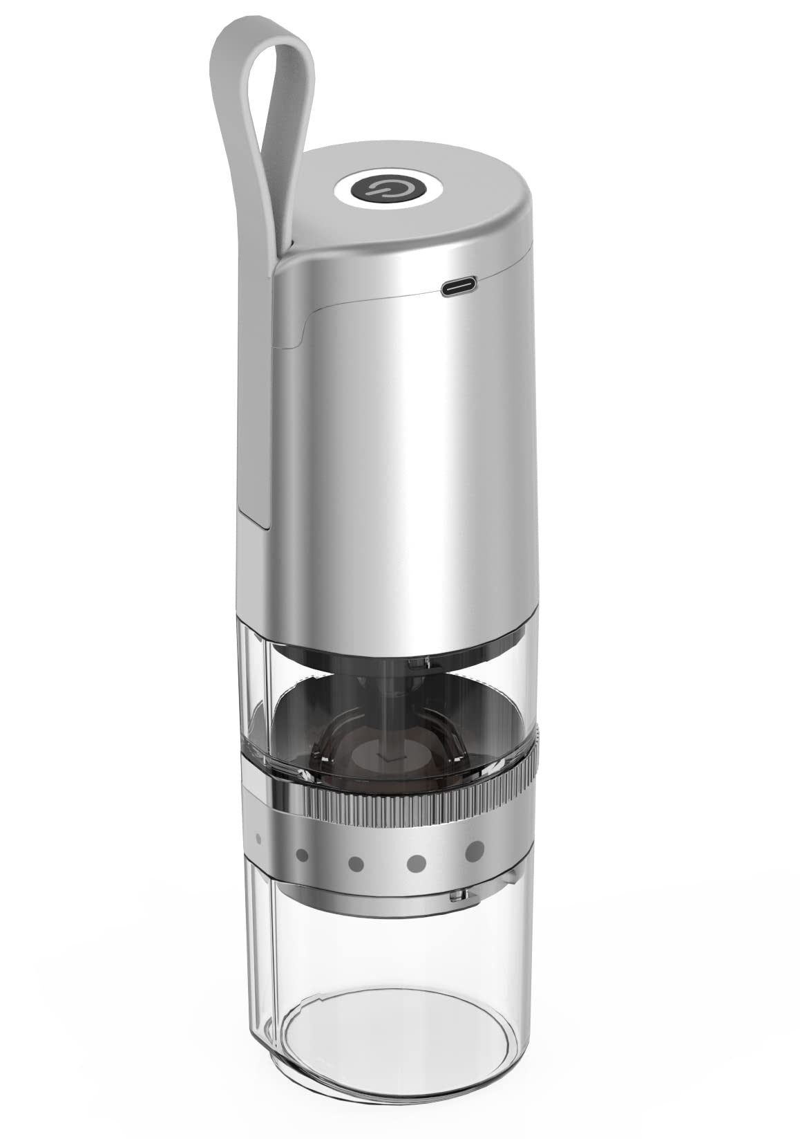 Premium Electric Coffee Grinder - Adjustable Burr Mill with 5 Precise Settings for Espresso, Drip, Pour Over & French Press | Portable & Quiet Design (Silver) - Perfect for Home, Office & Travel Use