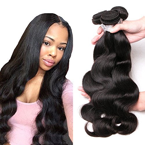 Brazilian Human Hair Extensions 100% Remy Hair - 3 Bundles Body Wave Weft (16 18 20 Inch) 300g Total - Grade 8A Natural Black Color for Styling & Volume | Perfect for Daily Wear, Parties & Special Occasions
