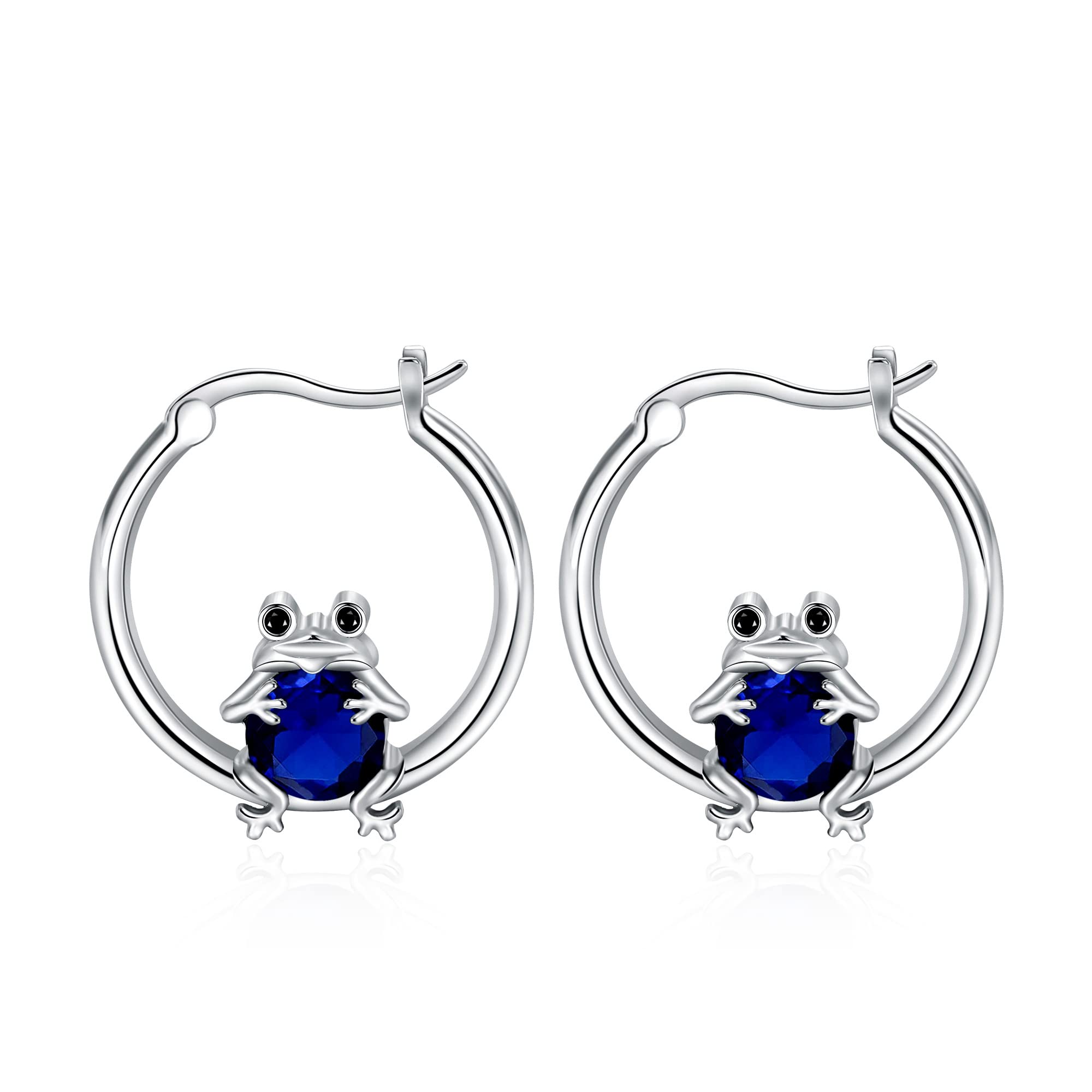 Sparkling Cubic Zirconia Frog Huggie Hoop Earrings for Women - Sterling Silver Dangle Star Charm Earrings | Hypoallergenic Jewelry for Everyday Wear, Date Night & Special Occasions