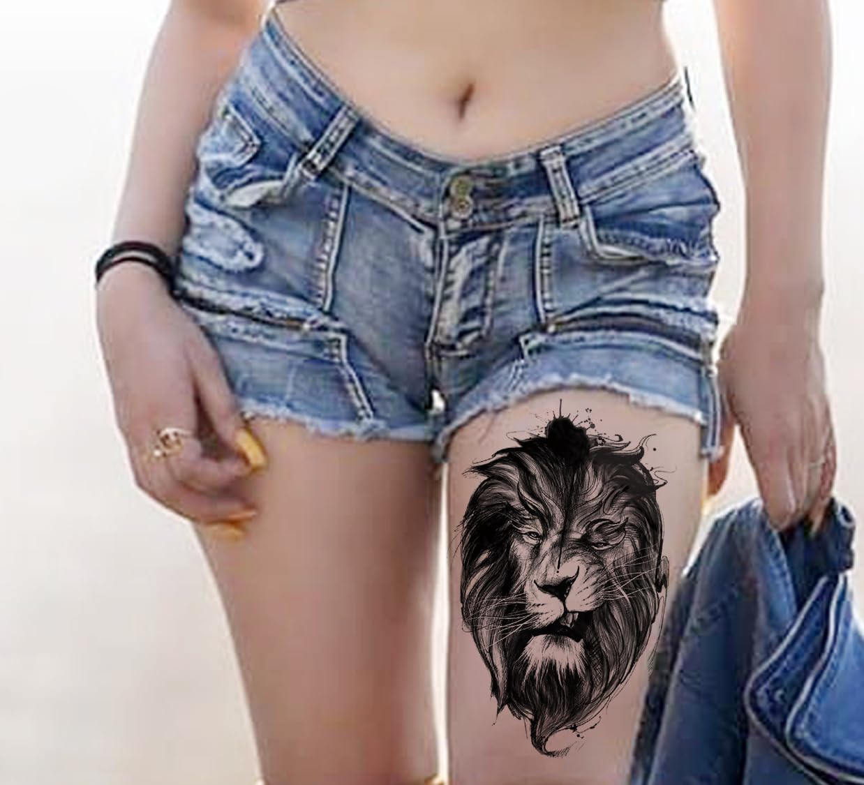Waterproof Temporary Tattoo Stickers for Men & Women - 3D Realistic Flowers, Butterflies, Stars, Angels, Wolves & Armband Designs (19x12cm) | Perfect for Parties, Halloween, Cosplay & Body Art | TBS-8405